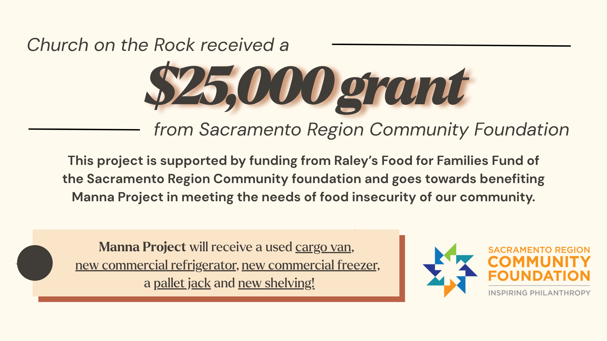 $25,000 Grant For Manna Project Food Distribution