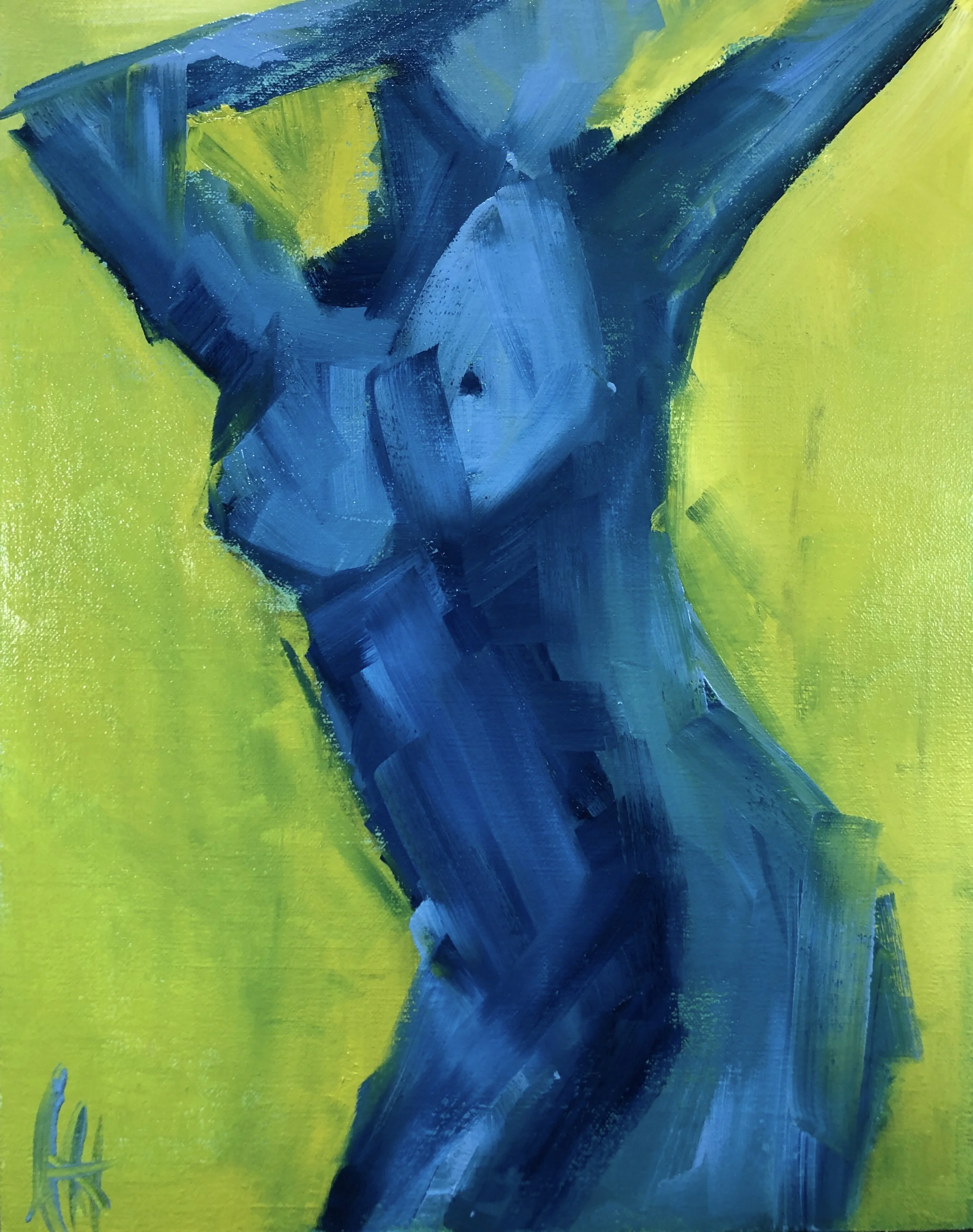 Figure Study Blue on Lime