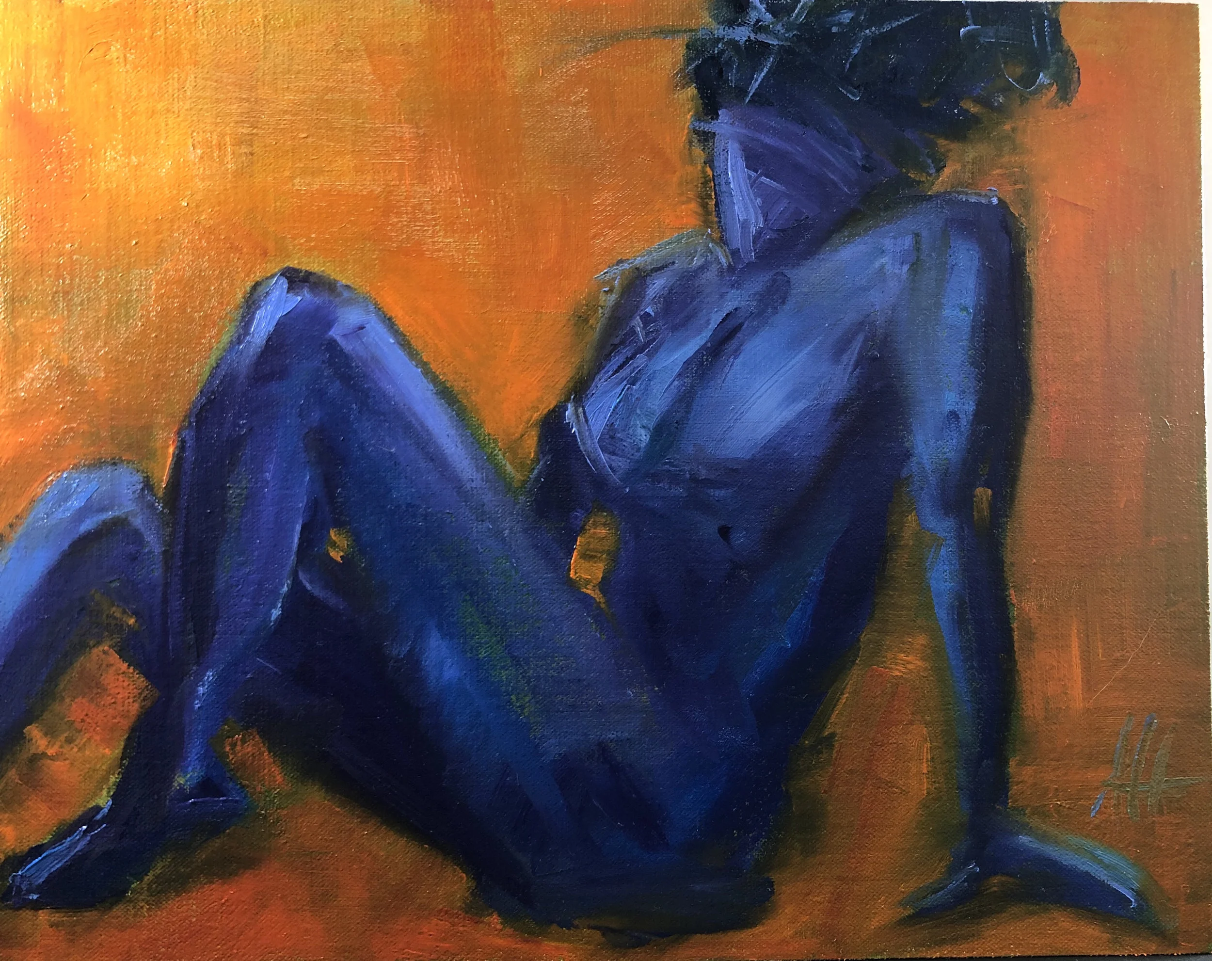 Figure Study Purple on Orange