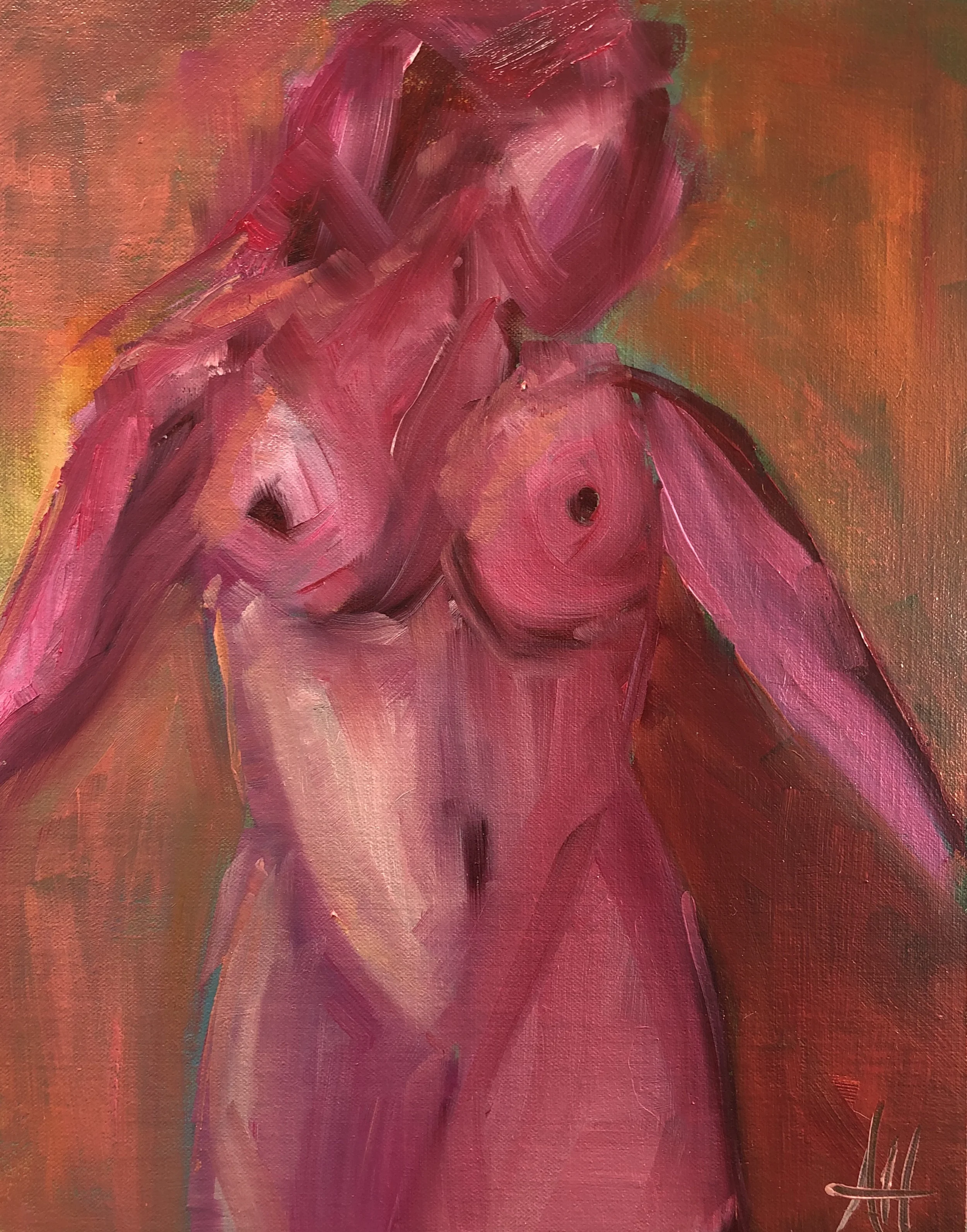 Figure Study Raspberry on Orange 