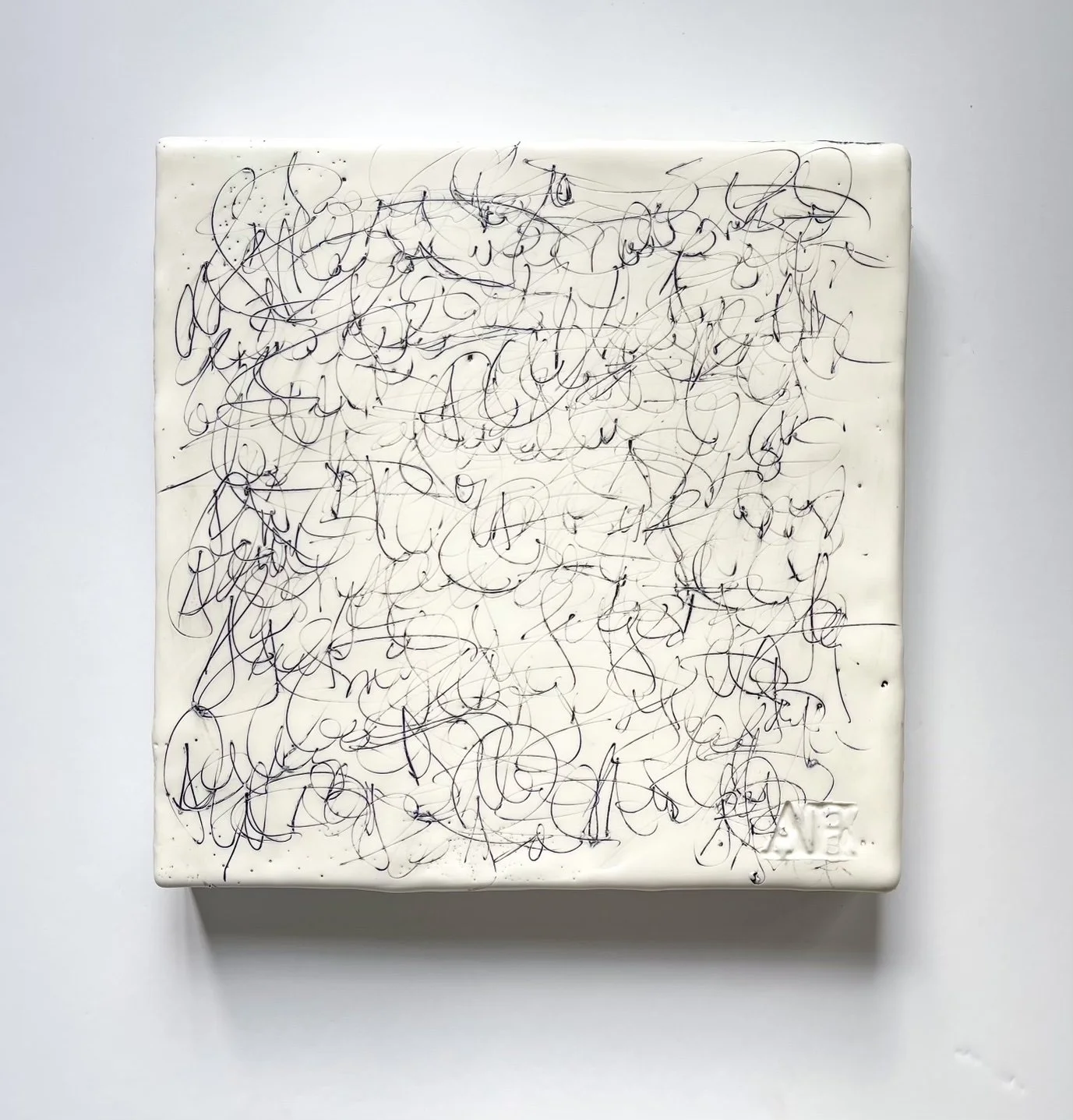 Black on White Scripted Encaustic