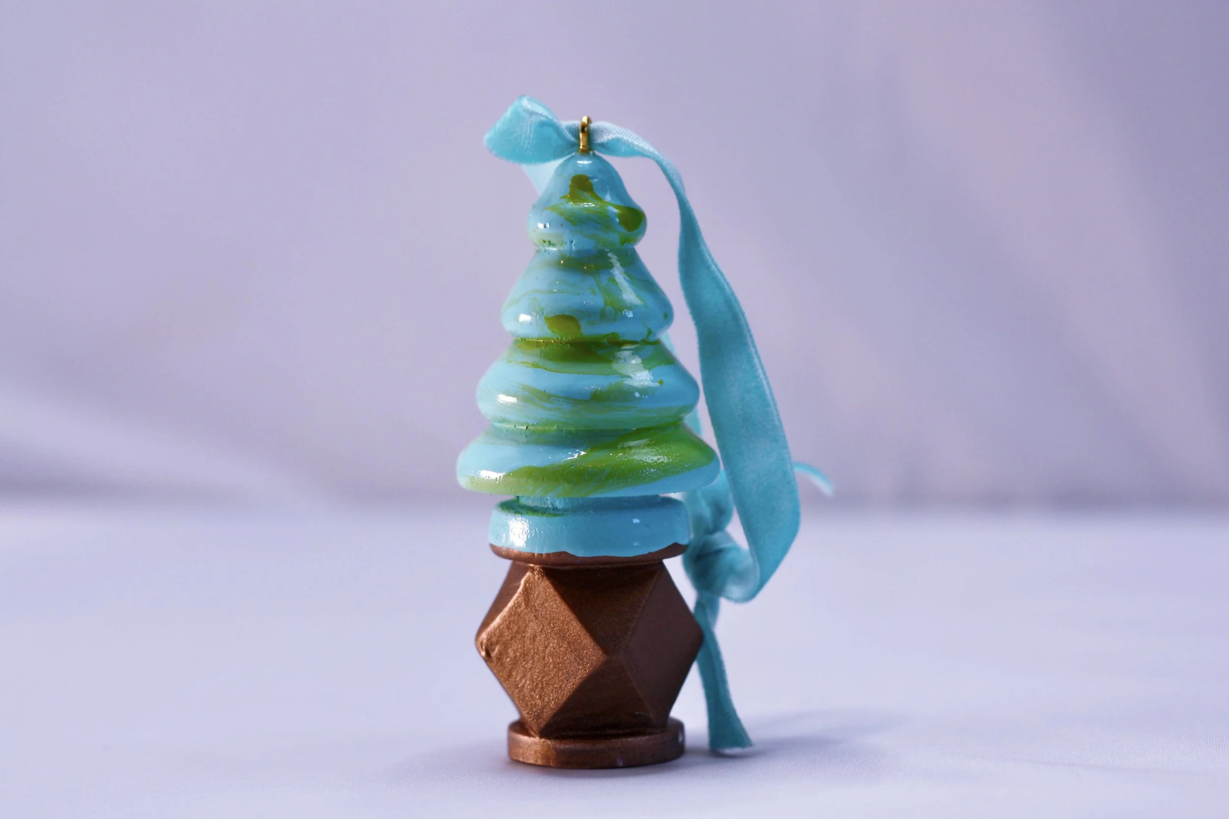 Whimsical Handpainted Ornament: Bright Blue