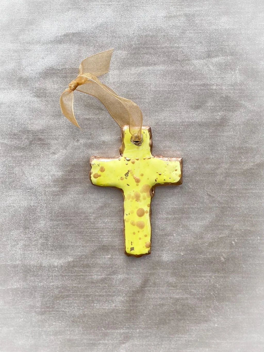 Encaustic Cross Ornament-Lemon