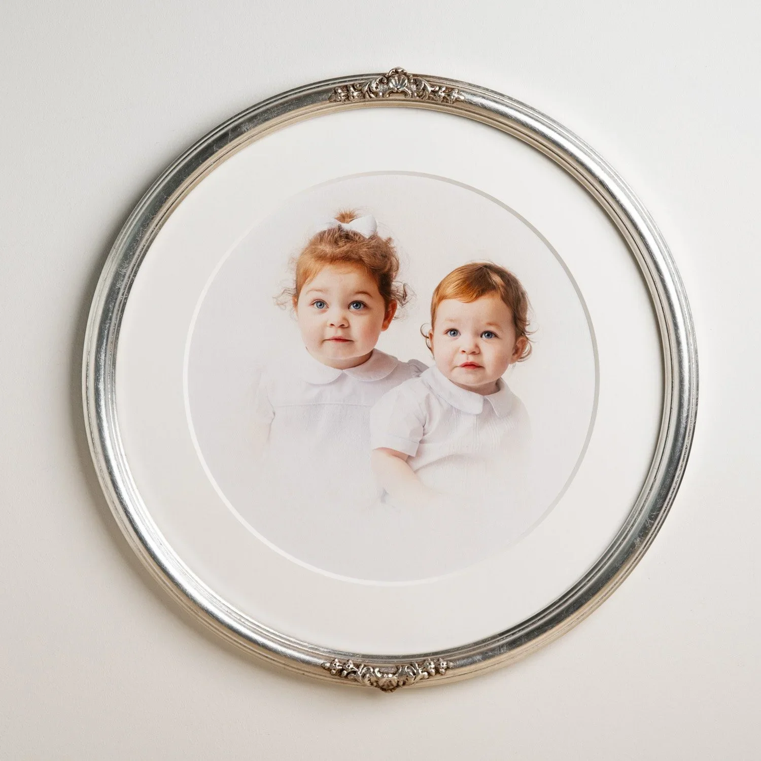 heirloom child portrait round silver leaf.webp