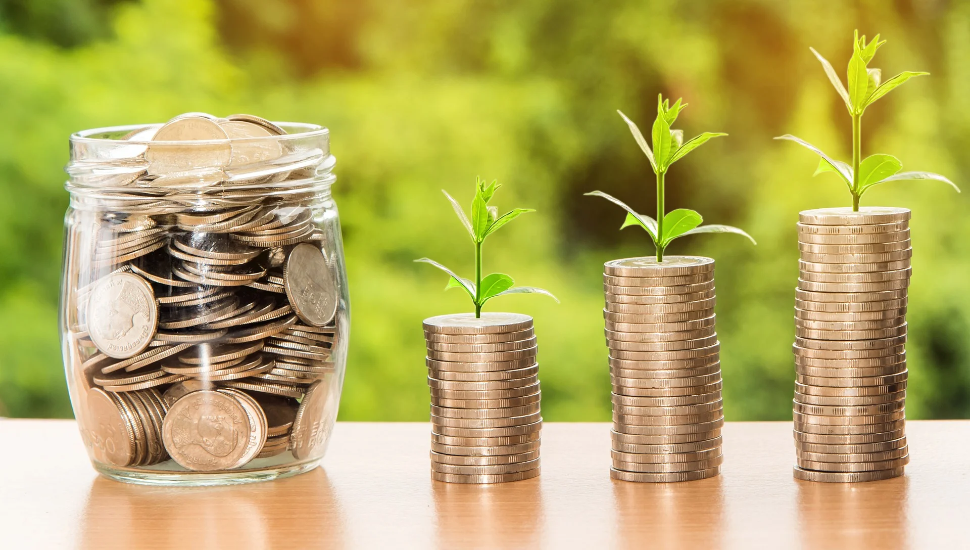 Plants growing from coins - growing resources