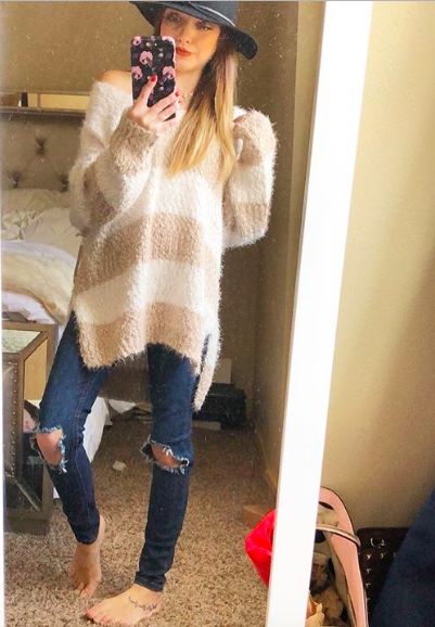 sweater // hat ( $20 dupe here ) // distressed jeans