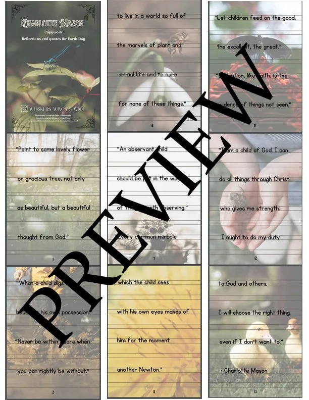 FREE Charlotte Mason Earth Day Copywork