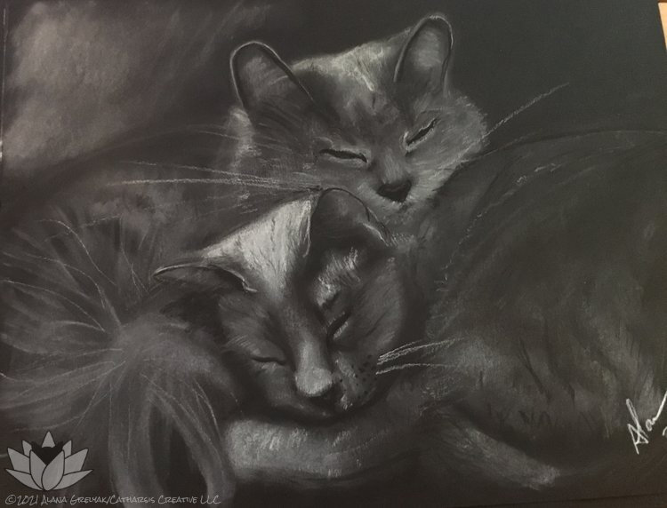 Two Grey Cats - Chalk