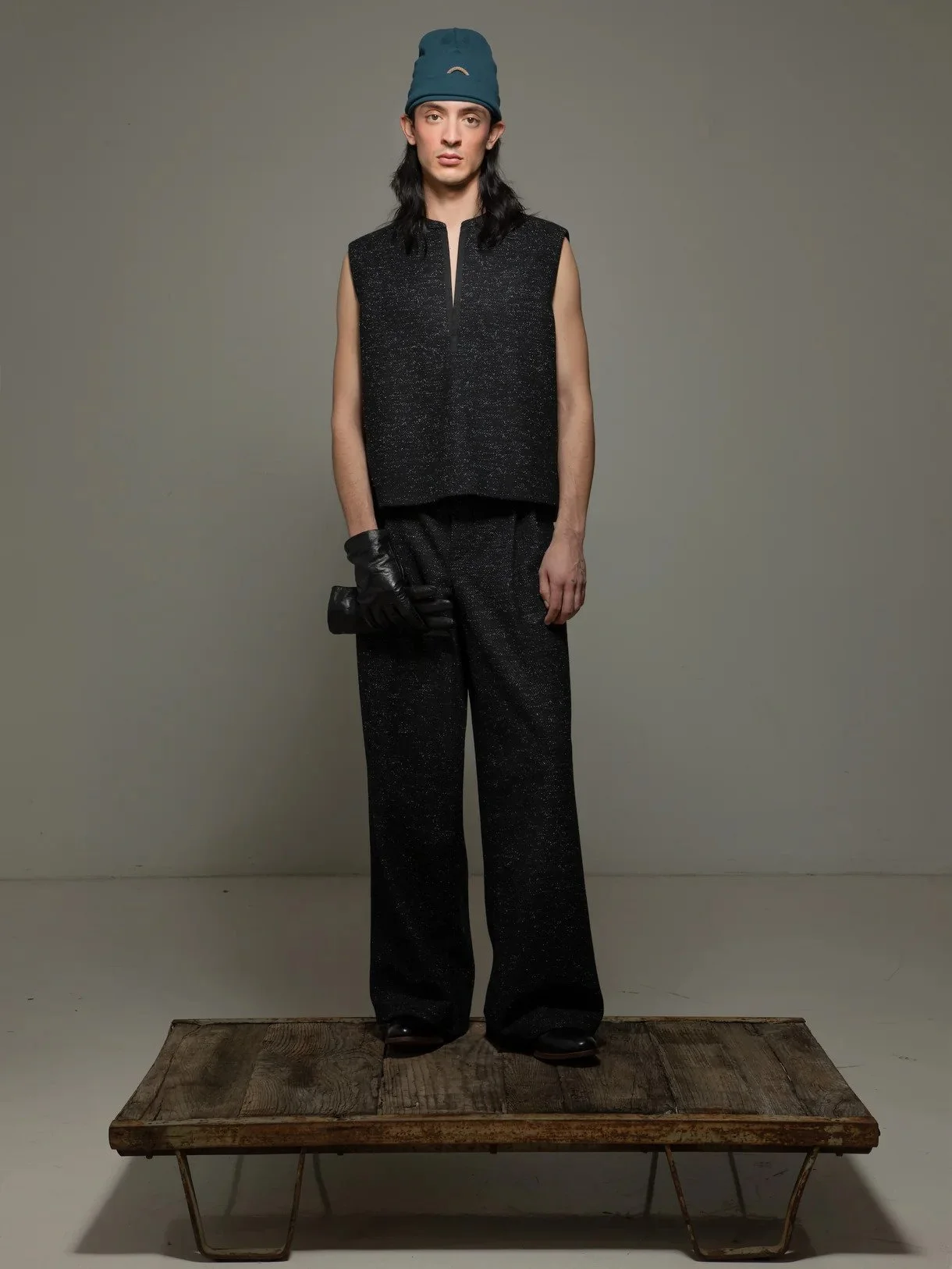 double pleat trouser: onyx/salt salted dock twill | the salting