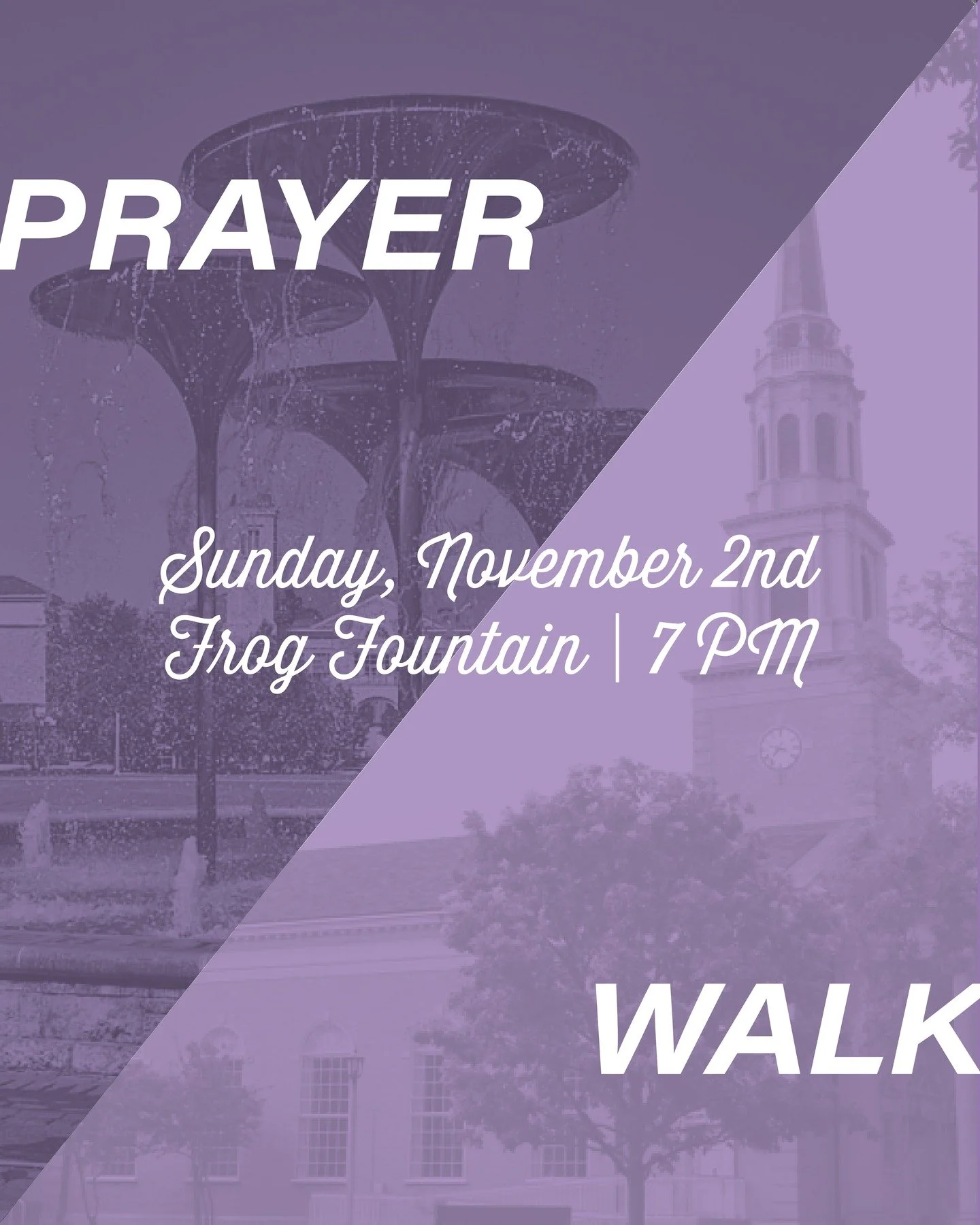 Join us THIS Sunday, November 2nd, at 7 PM as we pray over the TCU Campus. We will gather at Frog Fountain, walk and pray over campus, and end the evening with a brief time of worship music in the Robert Carr Chapel.