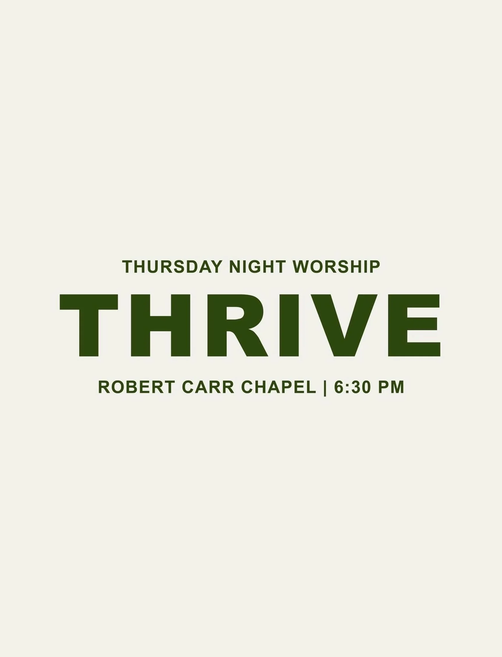 THRIVE IS TOMORROW!! 🙌

We&rsquo;re officially kicking off Thrive tomorrow night at 6:30PM in the Chapel! Come for a great night of worship, fellowship, and teaching. Bring some friends and we&rsquo;d love to see you there! 🐸