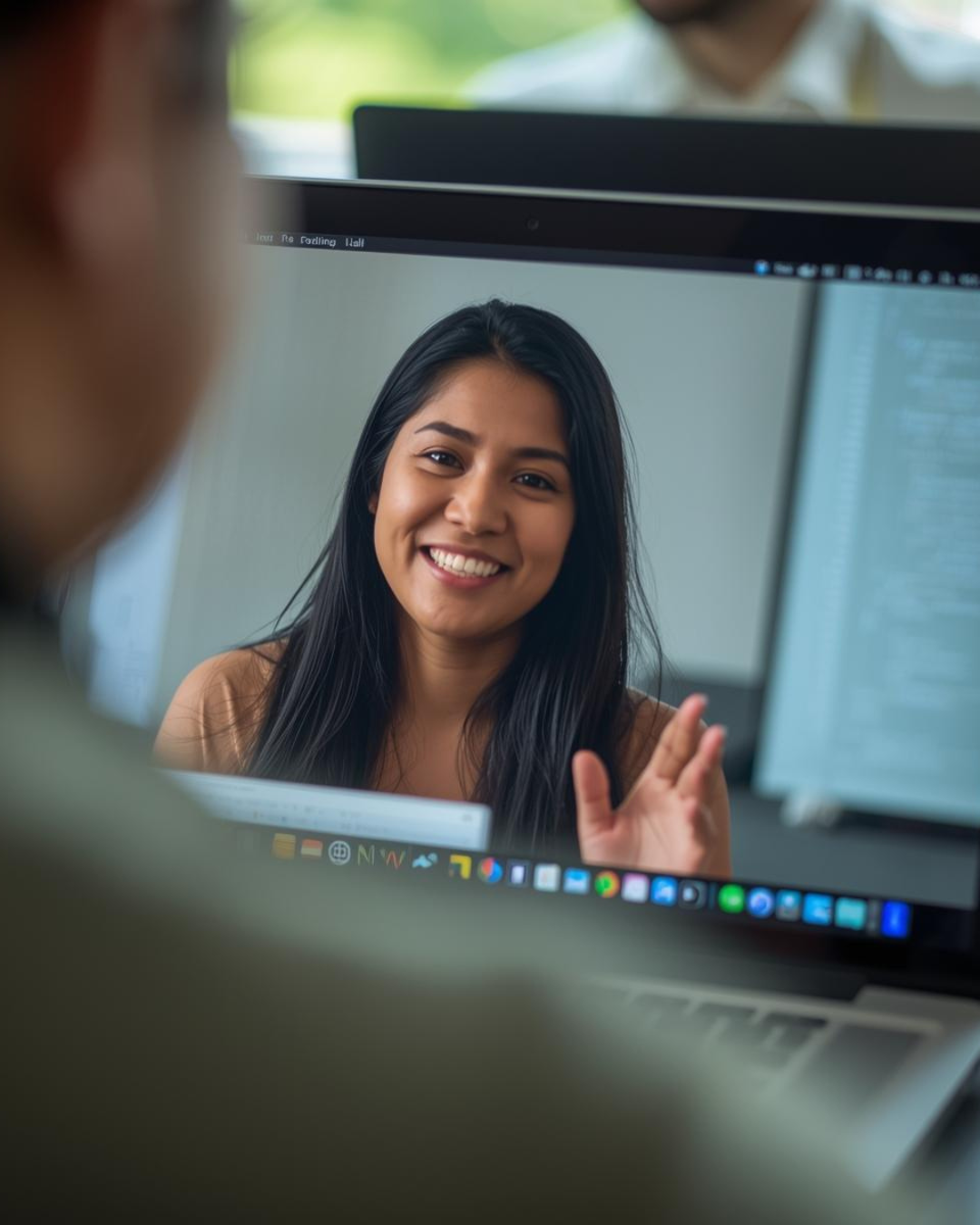 An intuitively gifted practitioner smiling during a private 1:1 online coaching session, providing tailored guidance and rapid clarity for entrepreneurs.