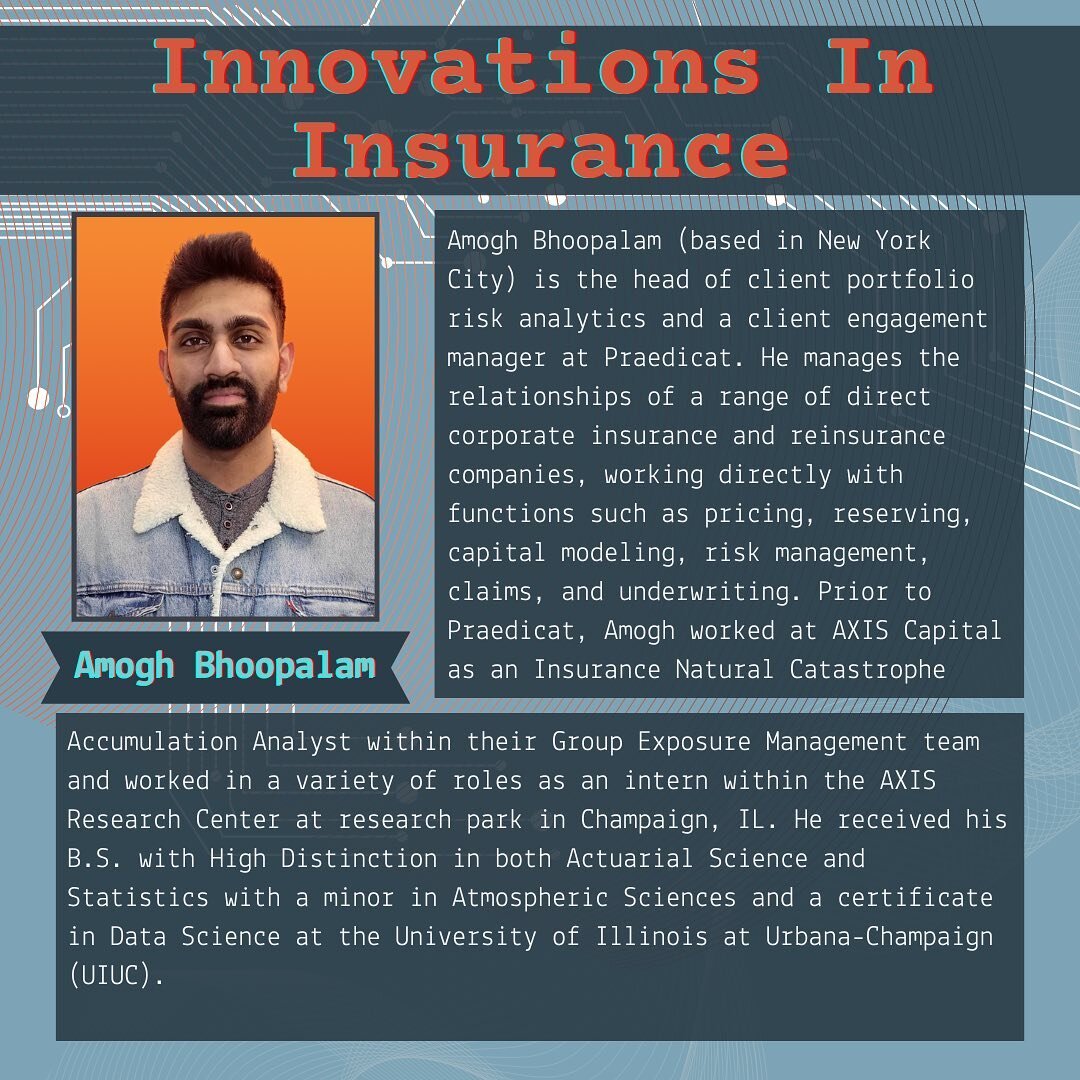 The Risk Analytics symposium 2024: Innovations In Insurance is on its way! For our second speaker reveal, we are thrilled to announce Amogh Bhoopalam! He will be presenting to us the emerging casualty risks and an in depth view of exposure based pric