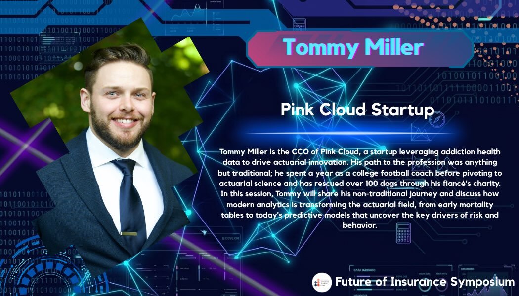 From college football coach to Actuarial Innovator. 🏈📈

We are thrilled to welcome Tommy Miller, CCO of Pink Cloud, to the Future of Insurance Symposium! Tommy will be diving into his non-traditional journey and sharing how modern analytics and add