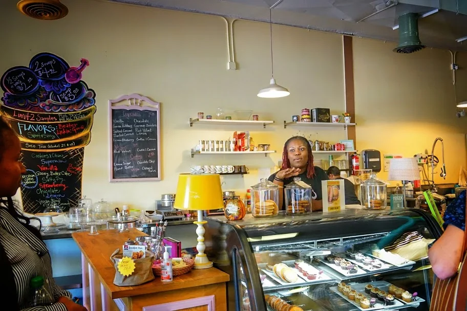 April Anderson sharing her entrepreneurial journey as owner of Good Cakes and Bakes