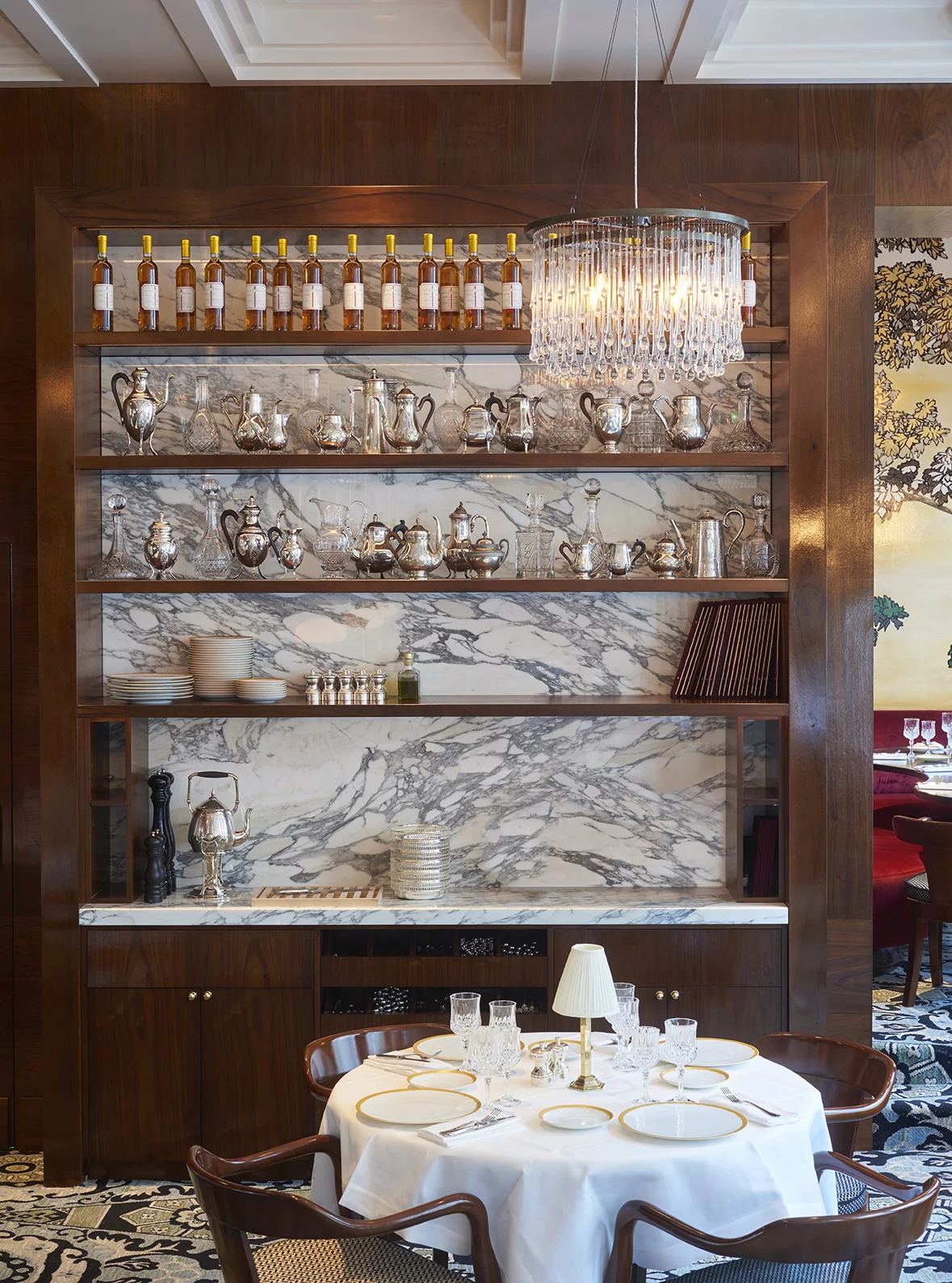 dallage Mur Marbre arabescato Restaurant Noto Salle Pleyel Omni Marbres