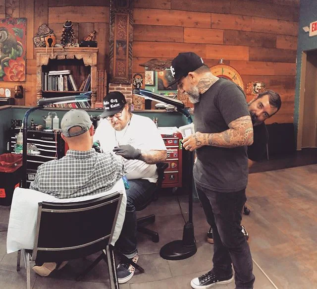 We’re all pretty excited that @gregchristian4130 is here #friends #family #tattoos #miami #southbeach