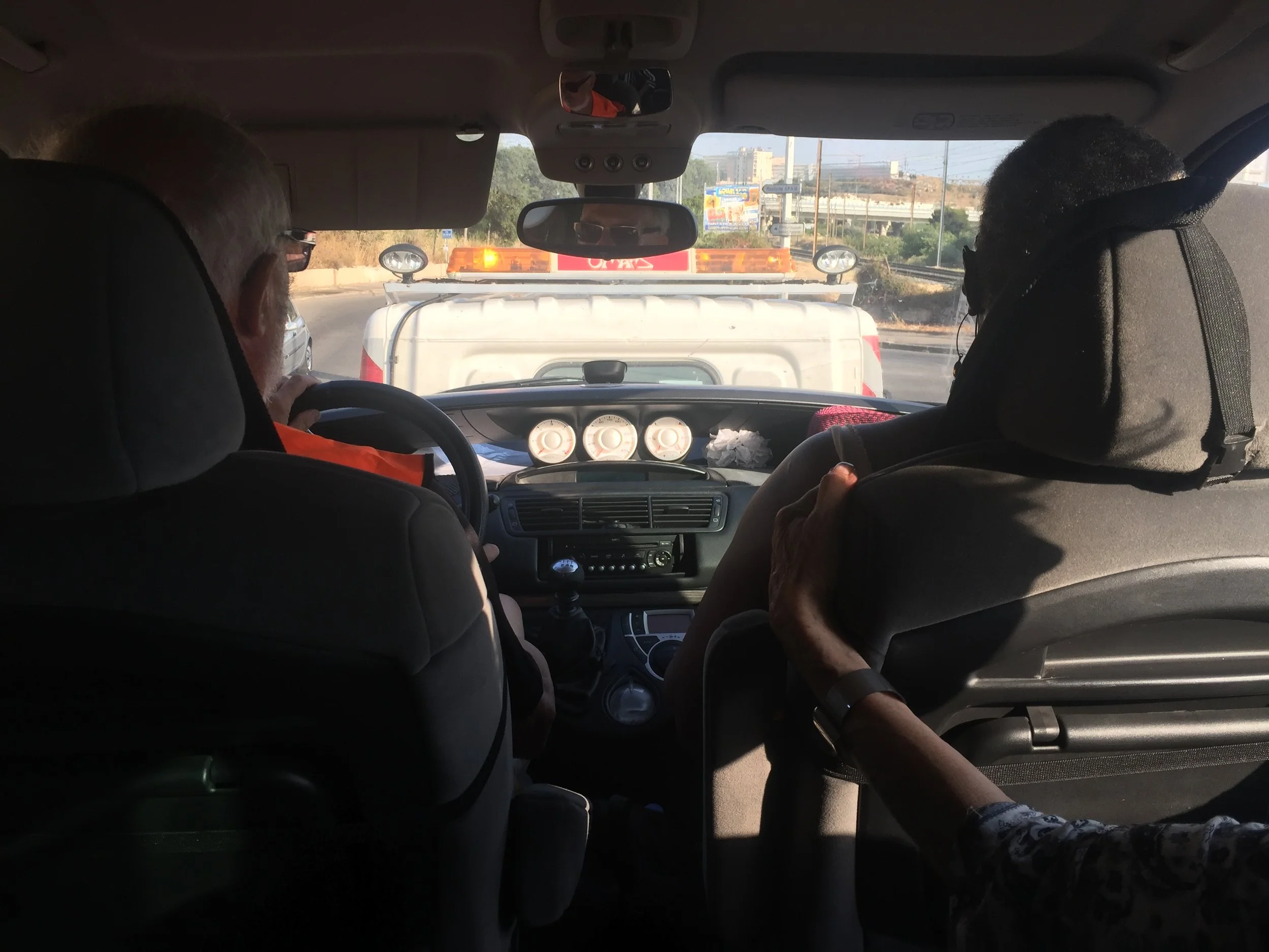 The view from the back of the van 