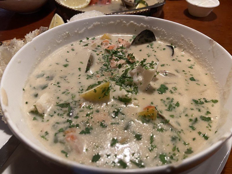 The restaurant at The Drift Inn was excellent and I still think about this seafood stew in a coconut broth 