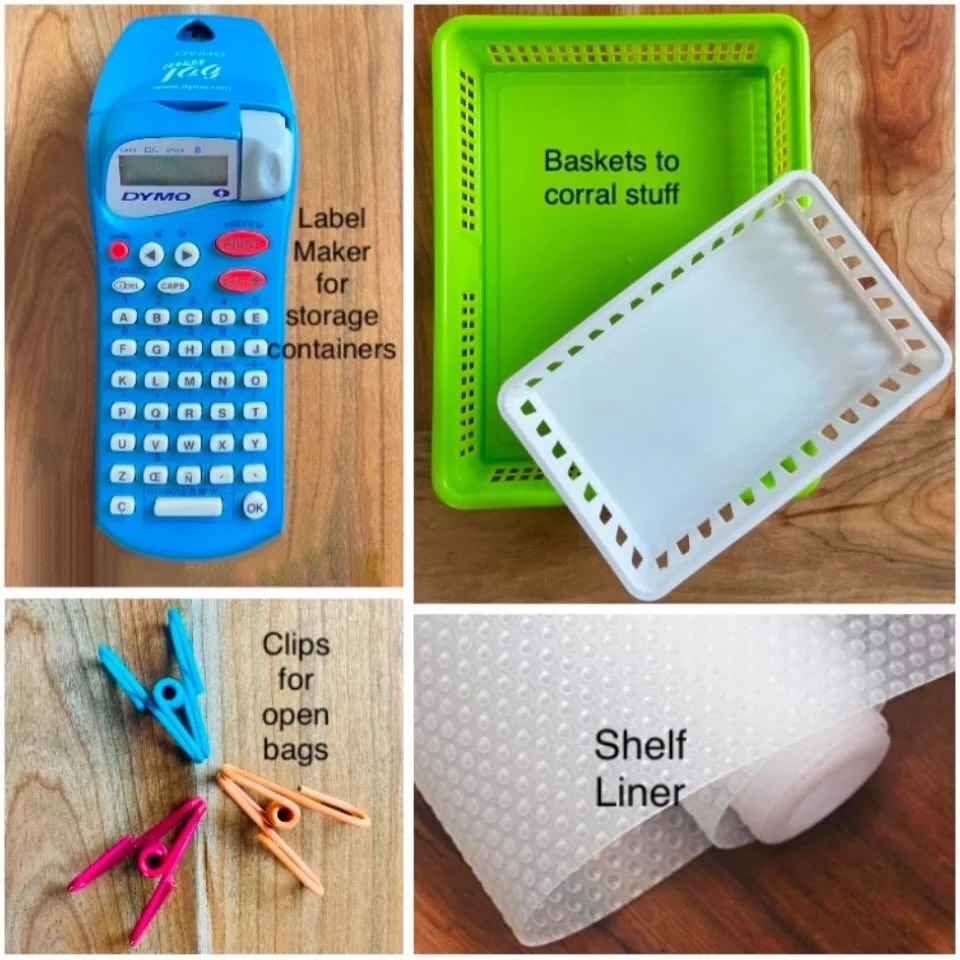Here are my Decluttering Essentials!

When you&rsquo;re decluttering think about how you can organize things in a better way based on how you use items.

I highly recommend adding shelf liner to your cabinets &amp; drawers. It saves wear &amp; tear o