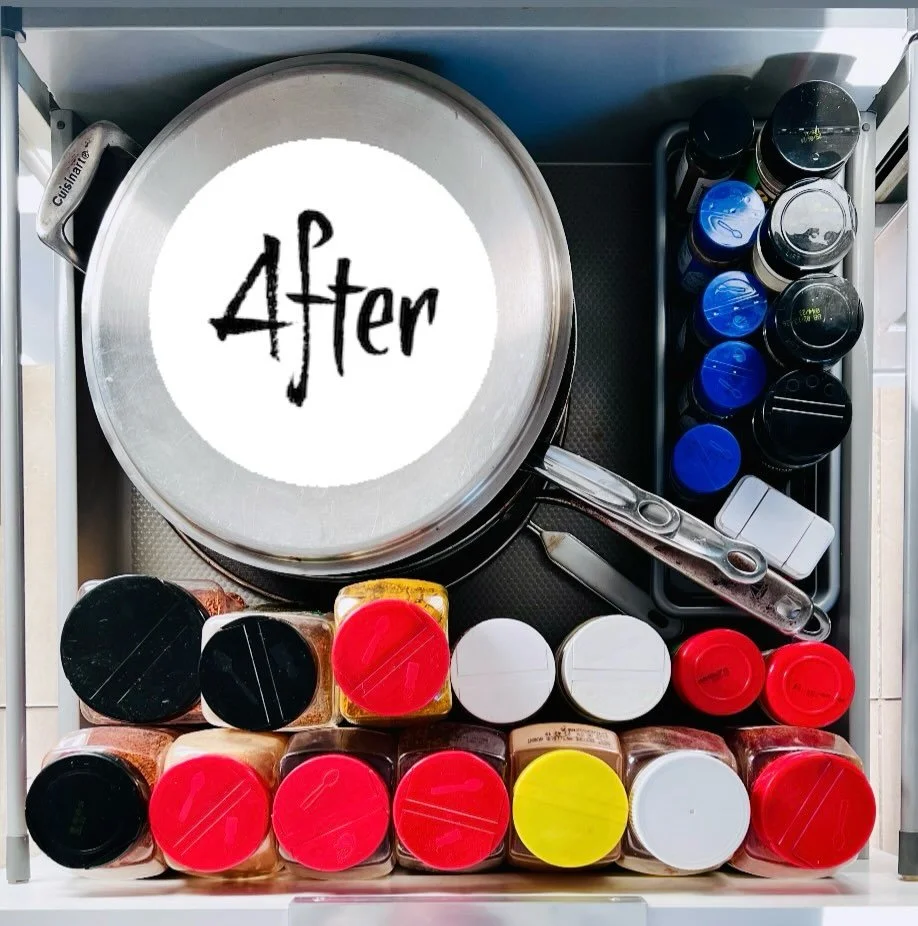 Declutter Challenge January 6 - Organize &amp; discard expired spices.

We don&rsquo;t have a spice cabinet so our spices co-mingle with our pans. 

This drawer was a hot mess! There were spices everywhere compliments of Chef Hubs🤣 I emptied &amp; c