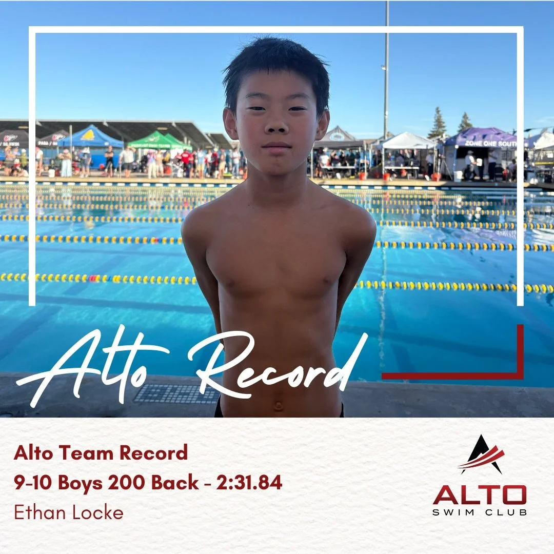 Congratulations to Ethan Locke for breaking the Alto Boys 9-10 200 Backstroke Team Record! 🔥🔥🔥 He clocked in a 2:31.84 this past weekend at our Last Chance Meet. Way to go Ethan &amp; let&rsquo;s go Alto!! #LetsGoAlto #AltoRecordBreakers #FasterWi