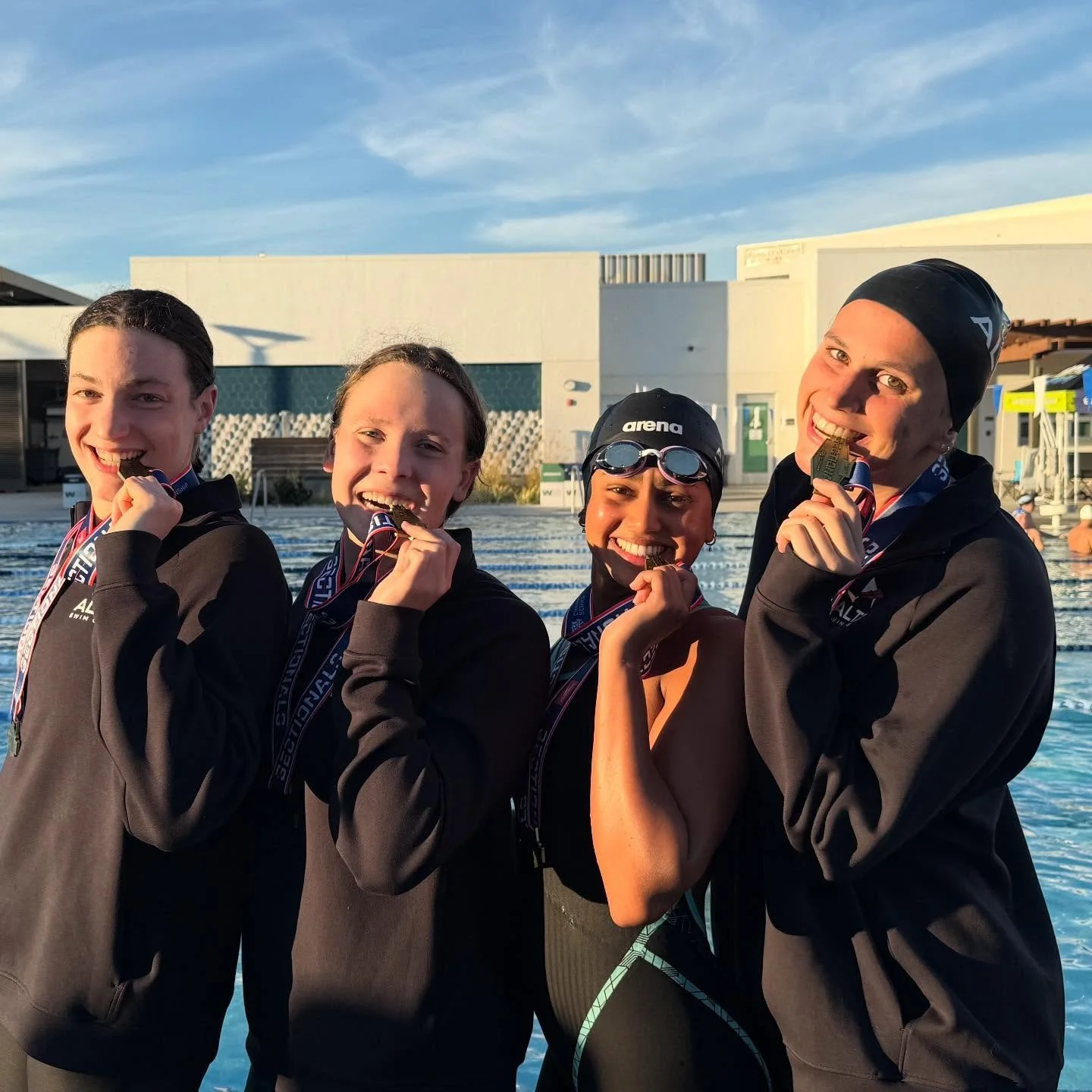 Team Record! 🔥 Tanishi, Maren, Lillie and Hailey set a new Alto team record in the Women&rsquo;s 200 freestyle relay! They posted a time of 1:32.34 and a 🥇place finish at Sectional Championships! Let&rsquo;s Go Alto! #greatertogether #fasterwithalt