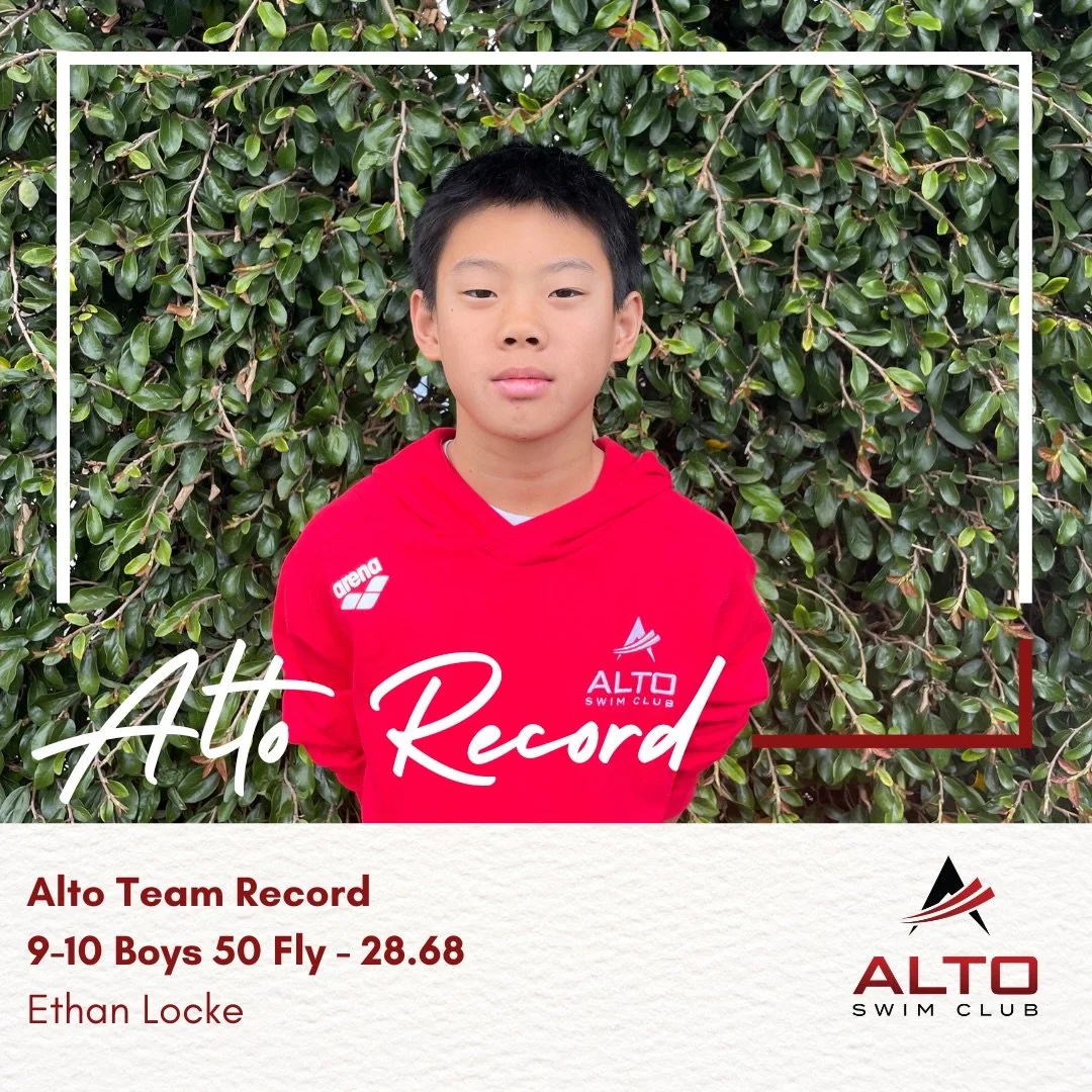 New Team Record! 🔥🔥 Congratulations to Ethan Locke for breaking the 9-10 boys Alto team record in the 50 Fly! Ethan posted a 28.68 two weekends ago at Age Group Champs! Way to go Ethan &amp; let&rsquo;s go Alto!! #AltoRecordBreakers #FasterWithAlto