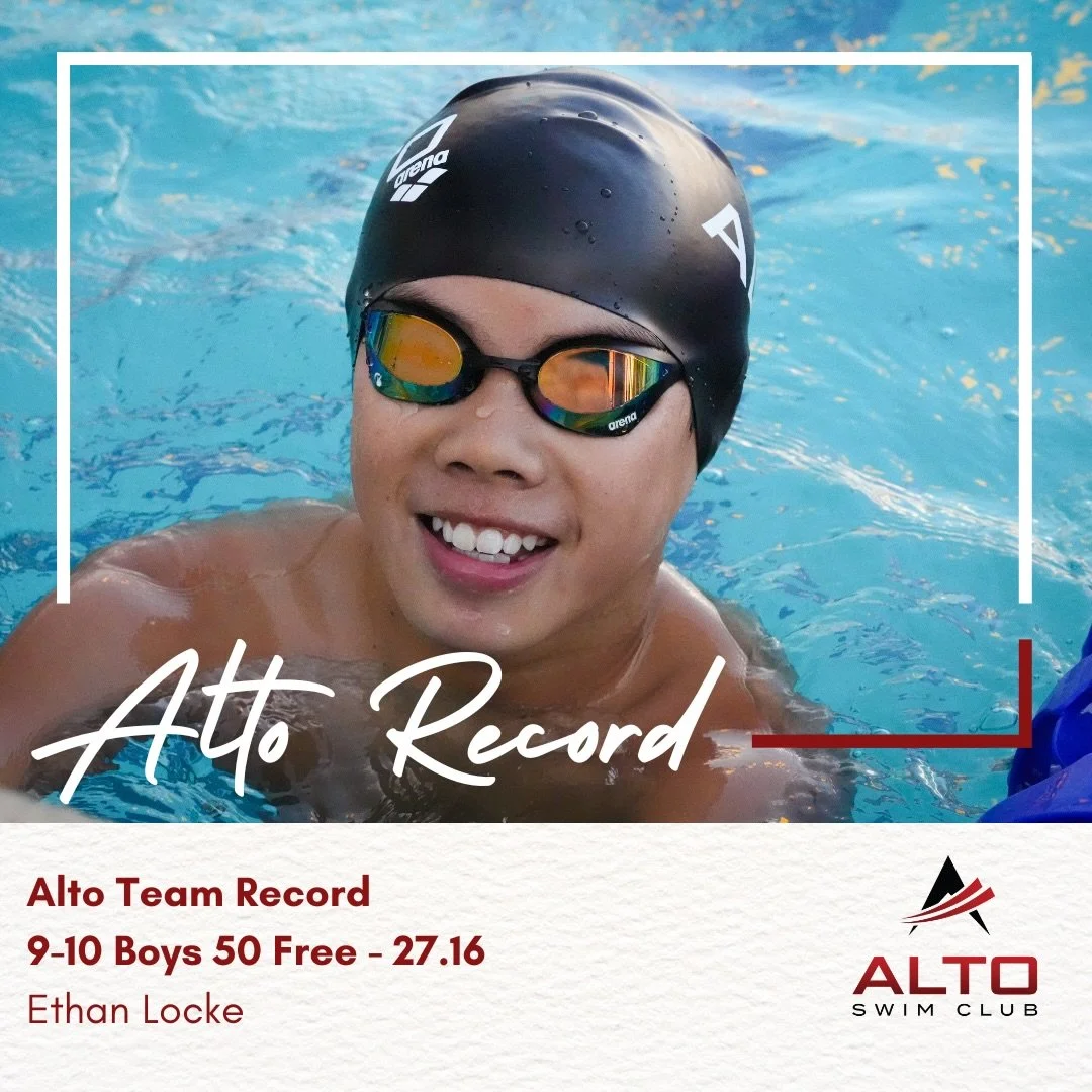 New Team Record! 🔥🔥 Congratulations to Ethan Locke for breaking the 9-10 boys Alto team record in the 50 Free! He posted a 27.16 this past weekend at the Alto Rock The Blocks Invitational! Way to go Ethan &amp; let&rsquo;s go Alto!! #AltoRecordBrea