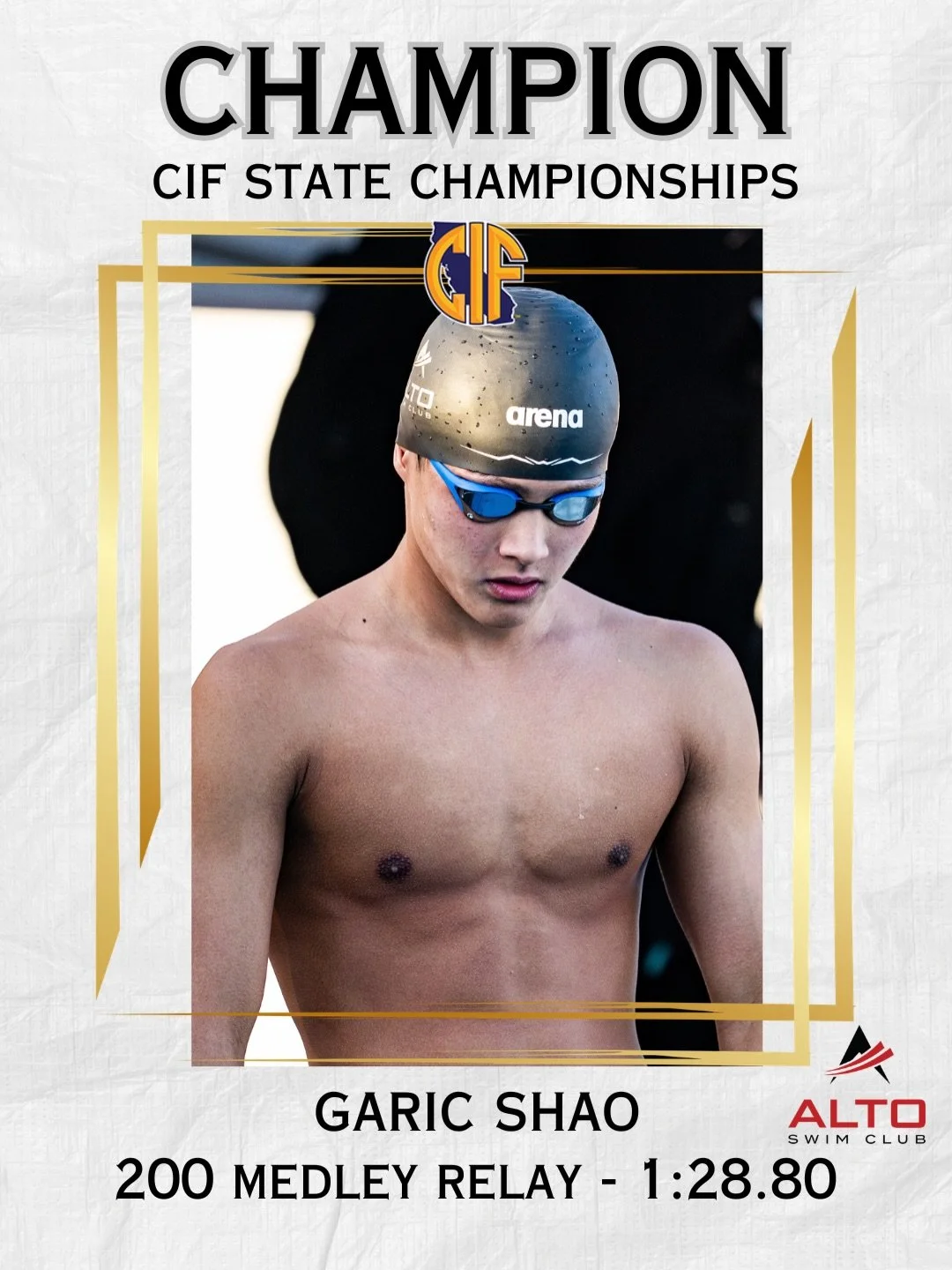 🔥🔥 Huge congratulations to Garic Shao for a strong showing at the CIF State Championships this past weekend in Clovis! We are so proud of you! 😁🏊&zwj;♀️💪 #LetsGoAlto #FasterWithAlto #GreaterTogether