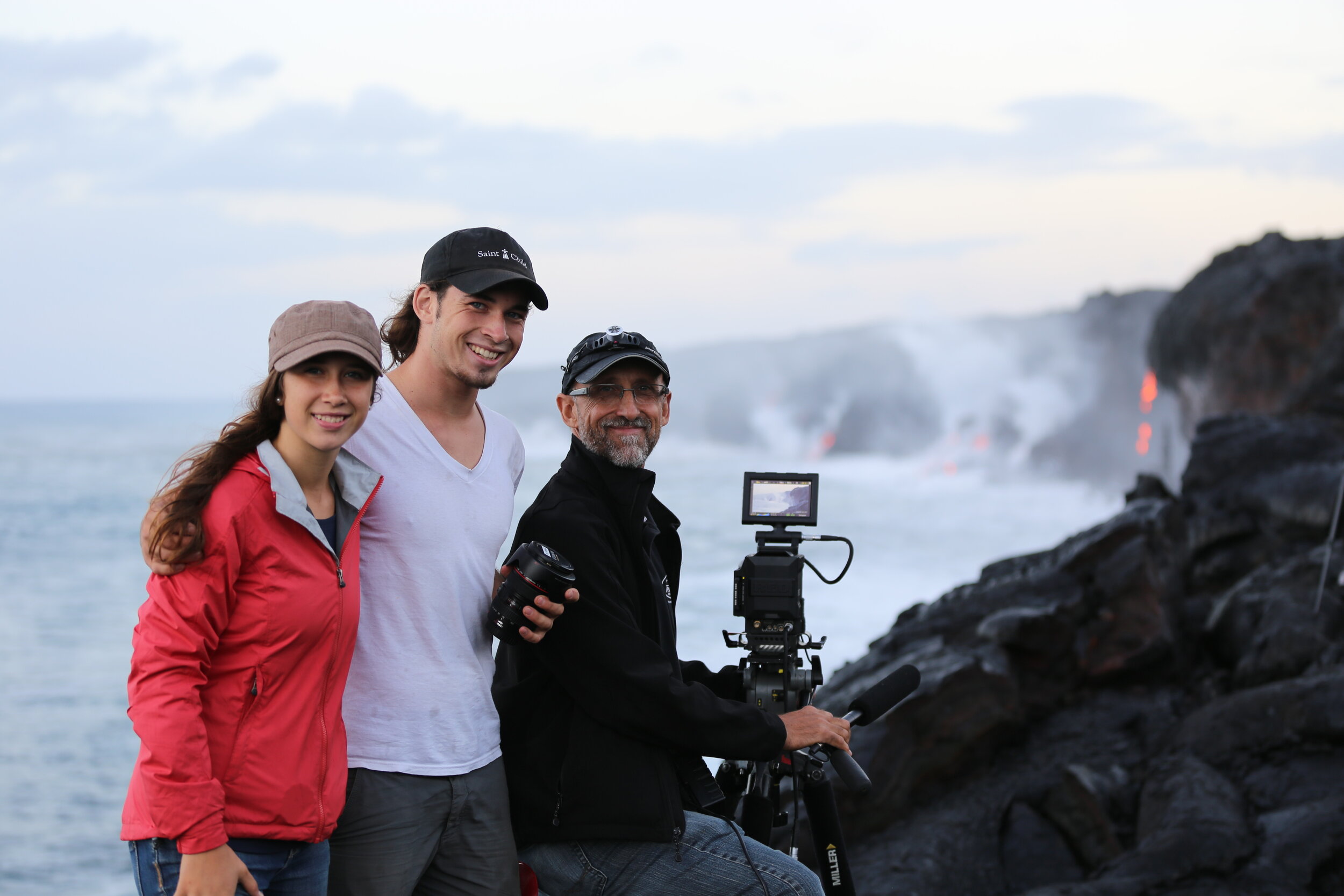 Michael with Jacob and Janey Lienau on a lava trek in Hawaii - .JPG