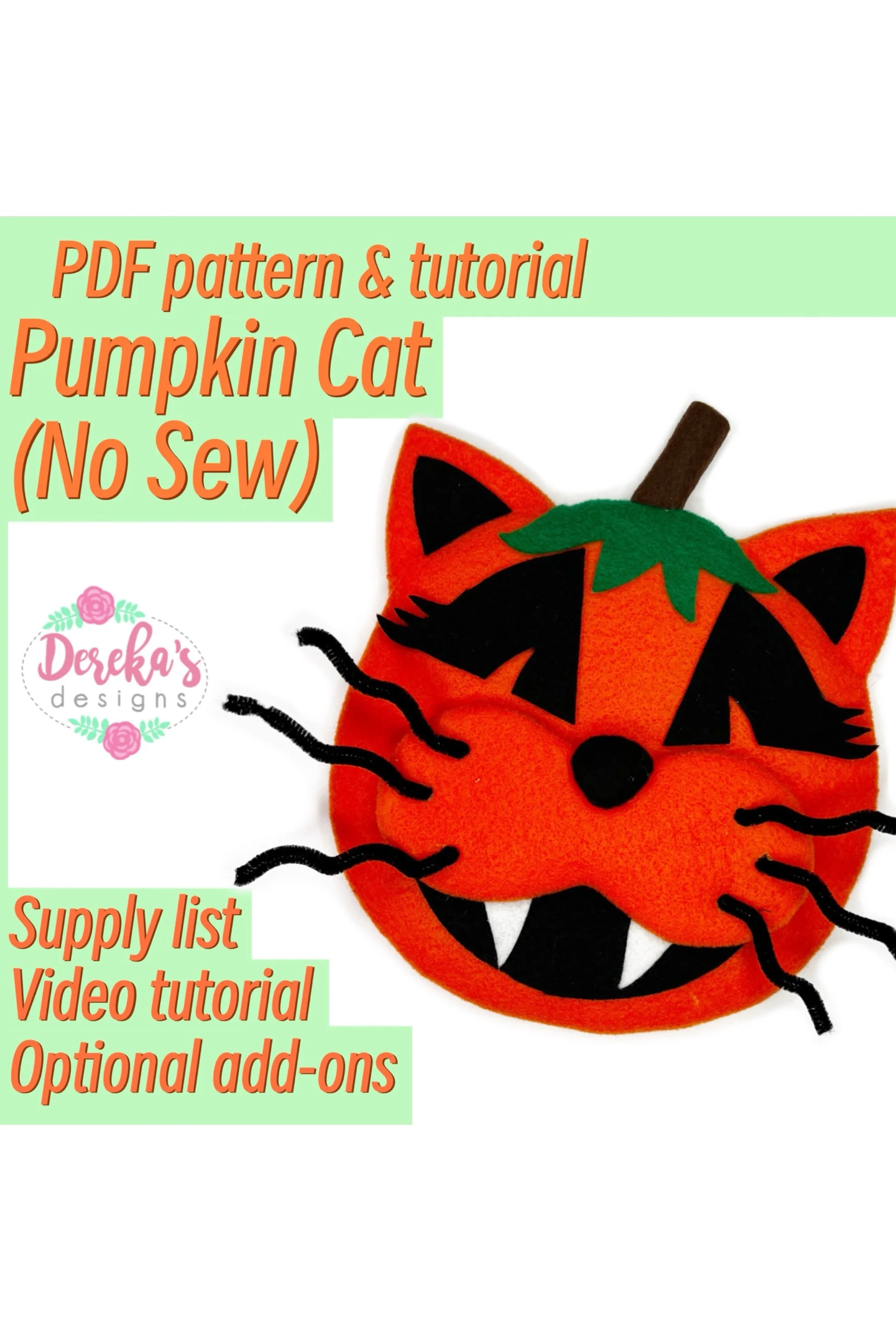 Pumpkin Cat Pattern (No Sew)- Digital Download