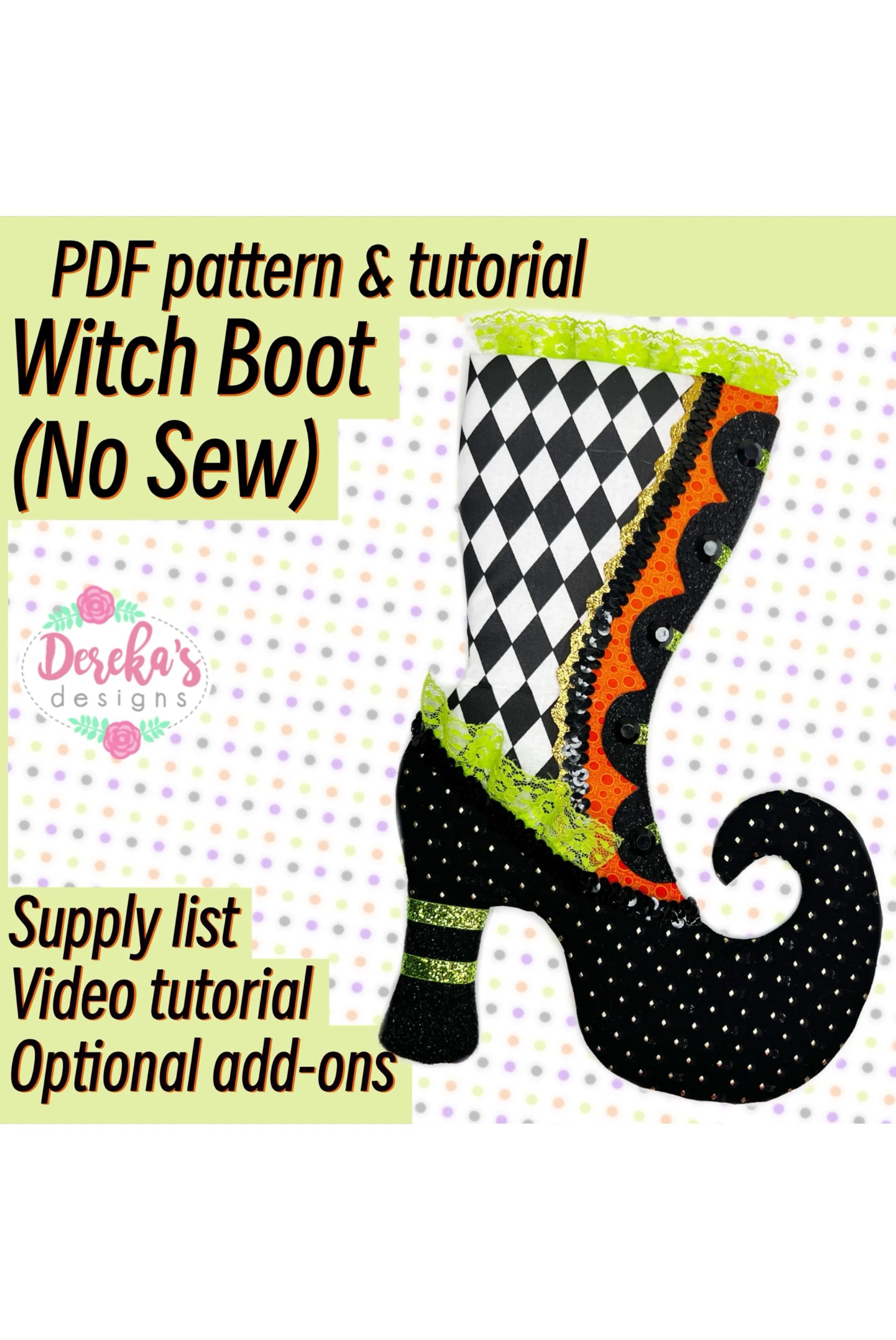 Witch Boot Pattern (No Sew)- Digital Download