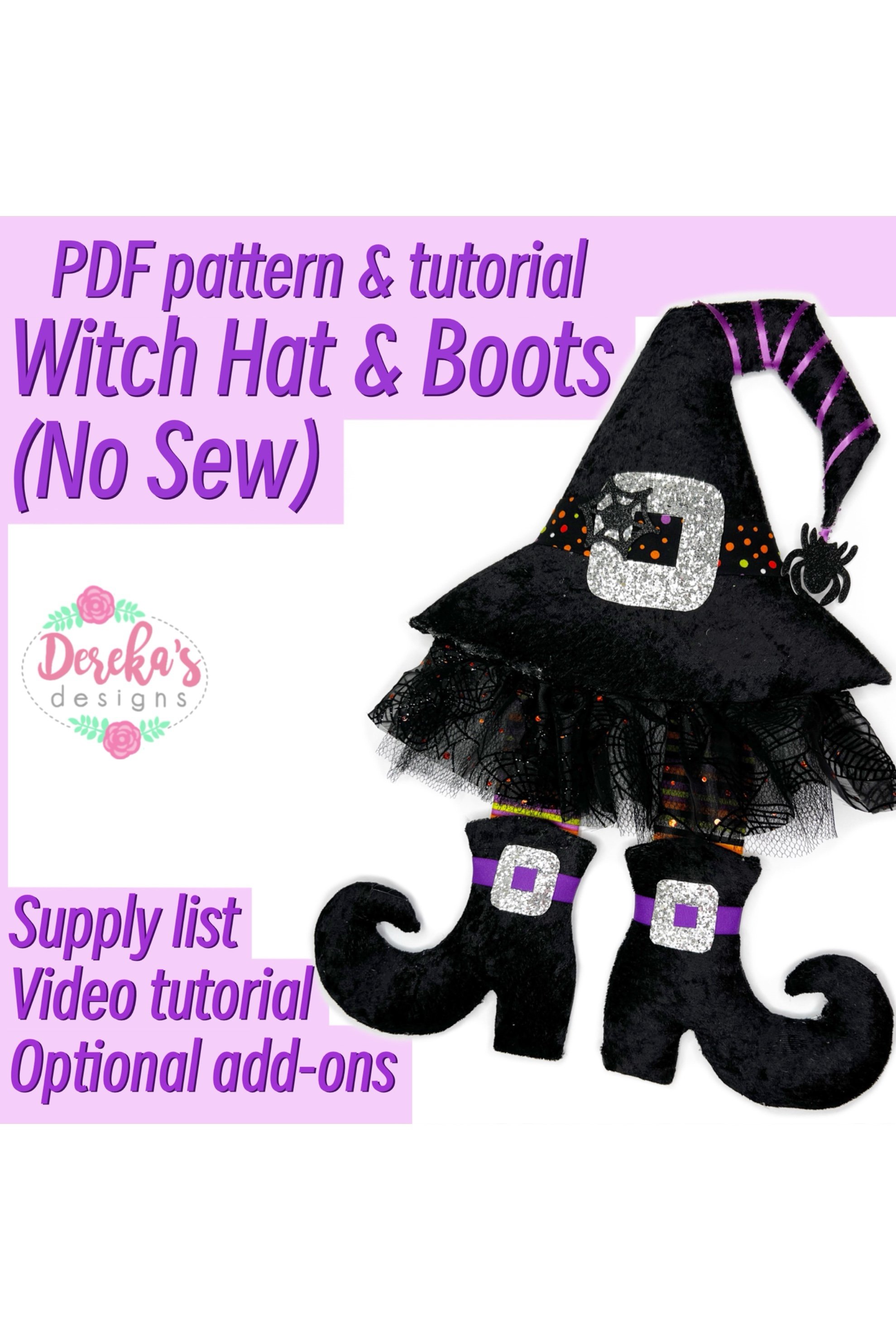 Witch Hat & Boots Pattern (No Sew)- Digital download
