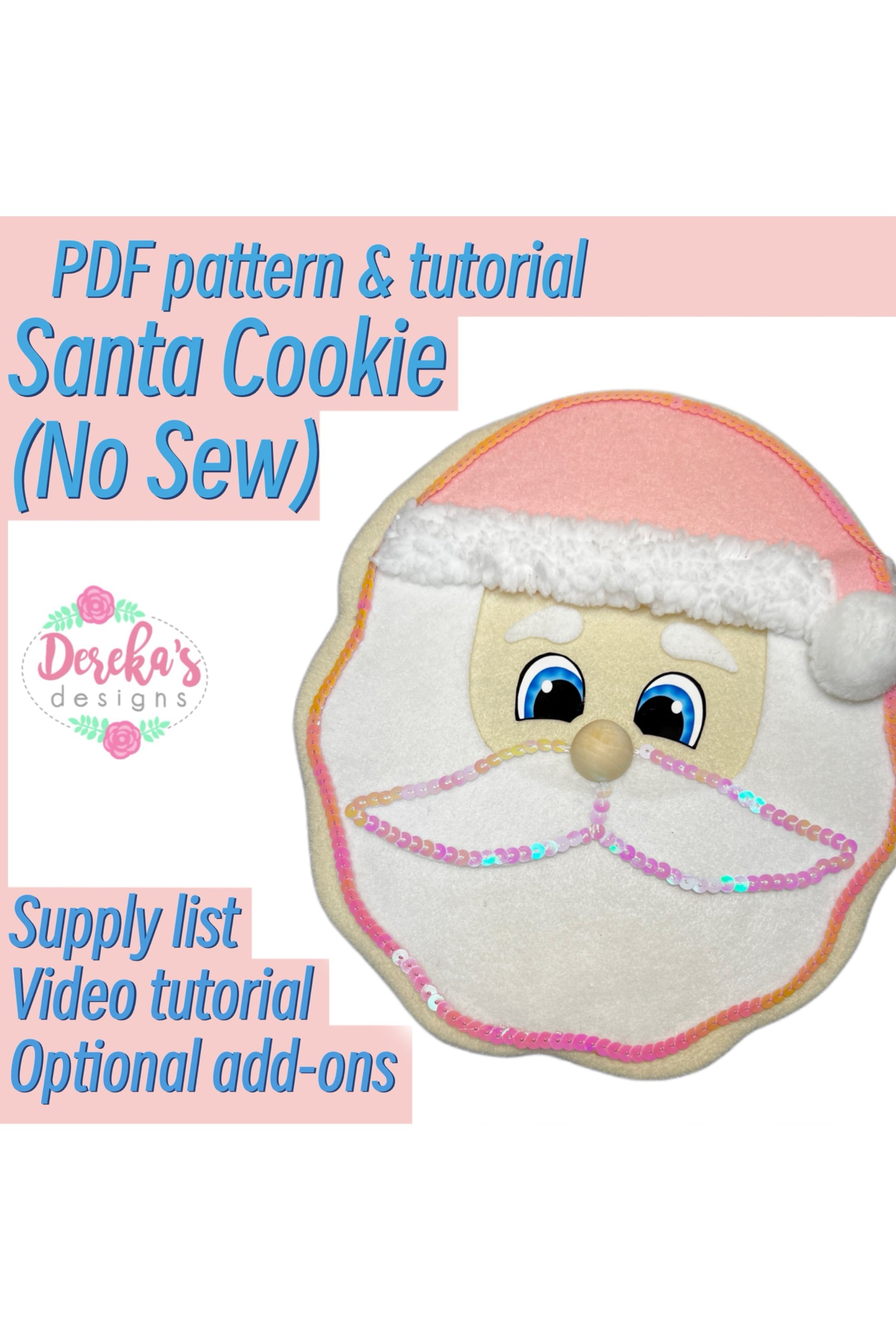 Santa Cookie Pattern (No Sew)- Digital Download