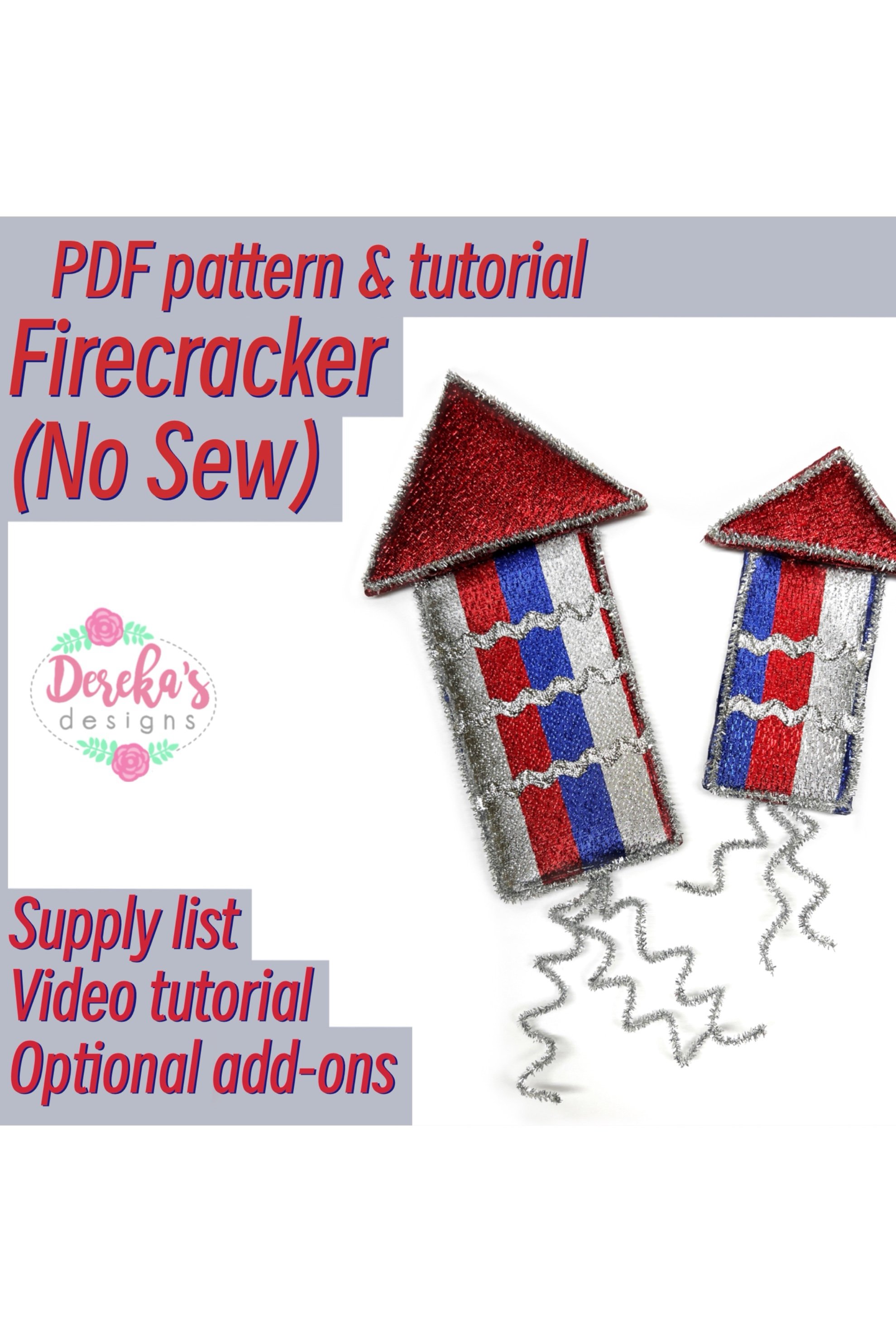 Firecracker Pattern (no sew)- DIGITAL DOWNLOAD