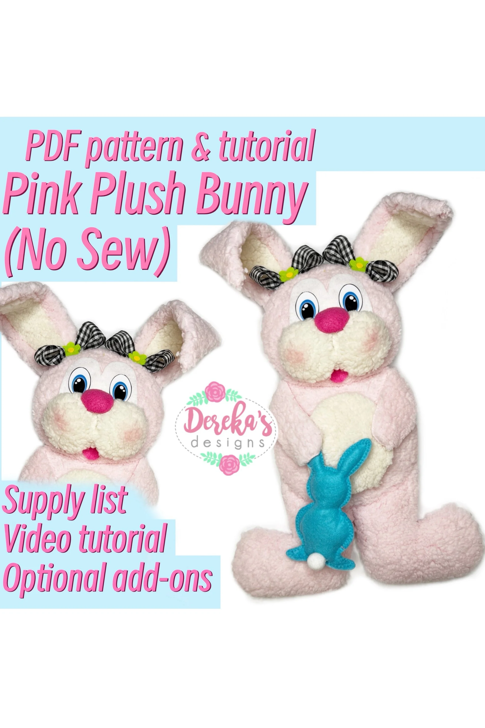 Pink Plush Bunny (no sew) - Digital Download