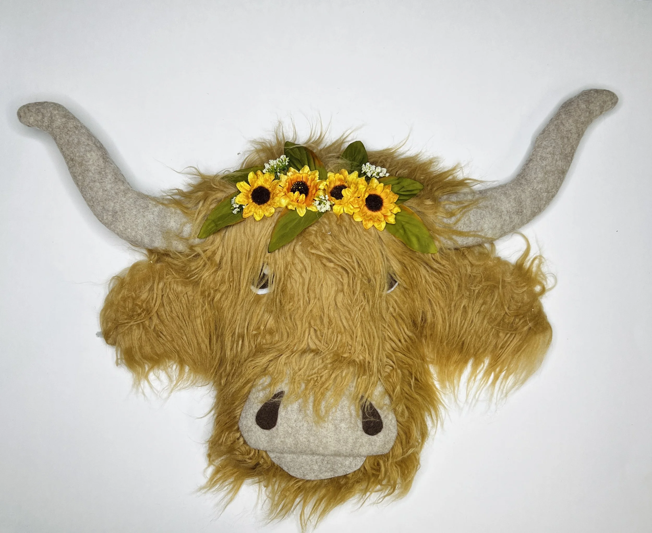 Highland Cow - Tan with Sunflowers