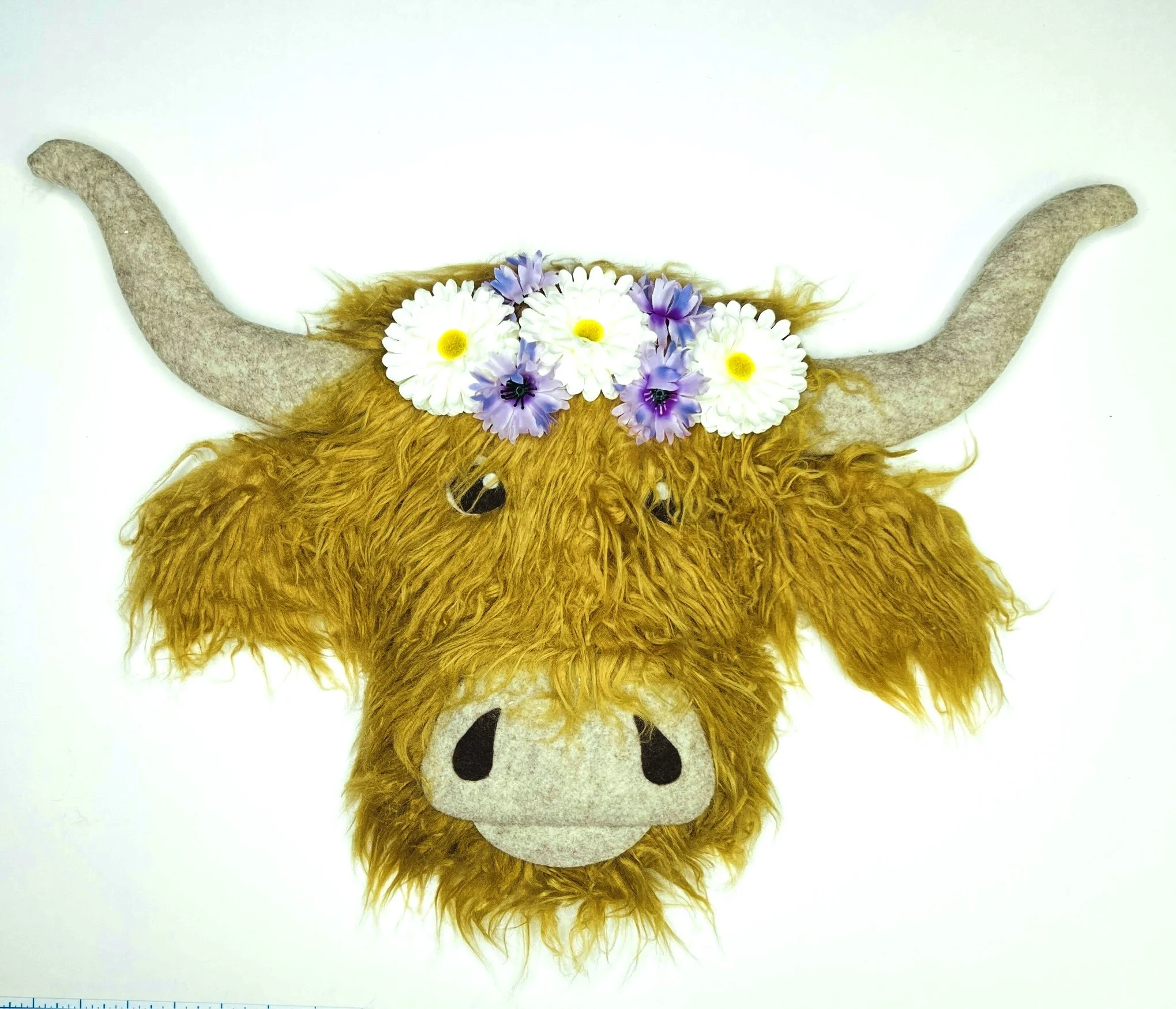 Highland Cow - Tan with Purple Flowers