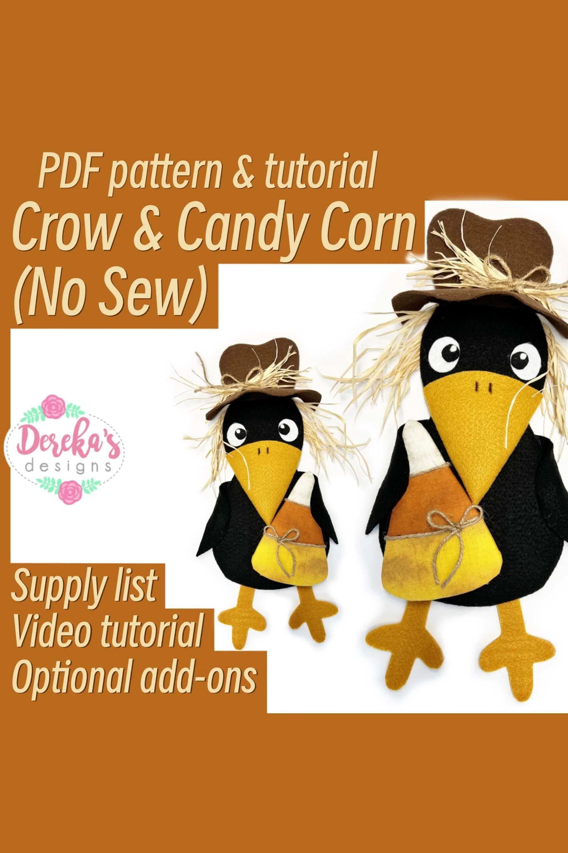 Crow with Candy Corn Pattern (no sew) - Digital Download