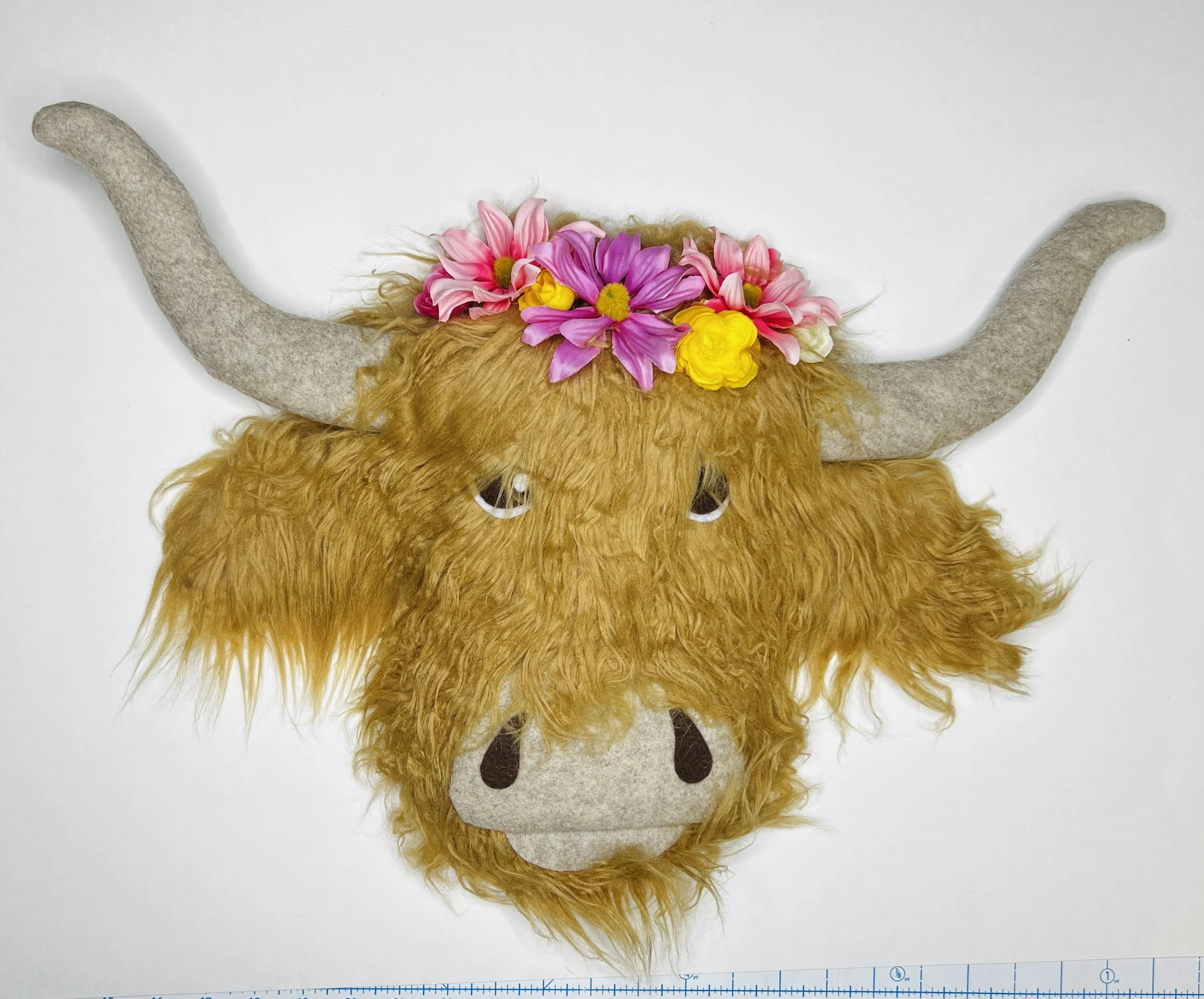 Highland Cow - Tan with Spring Flowers