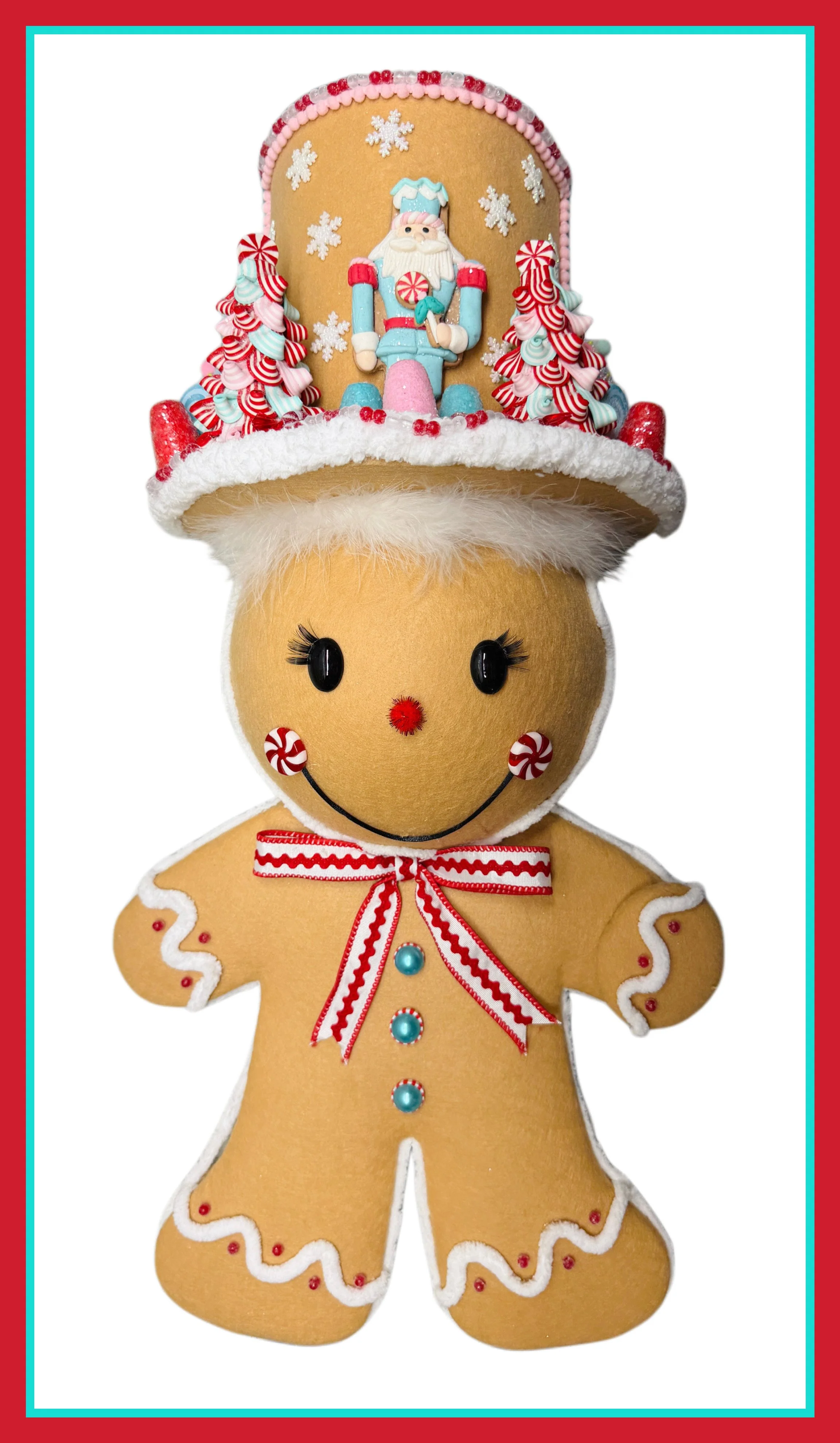 Gingie Top Hat w/Face & Body - Red/Blue Nutcracker