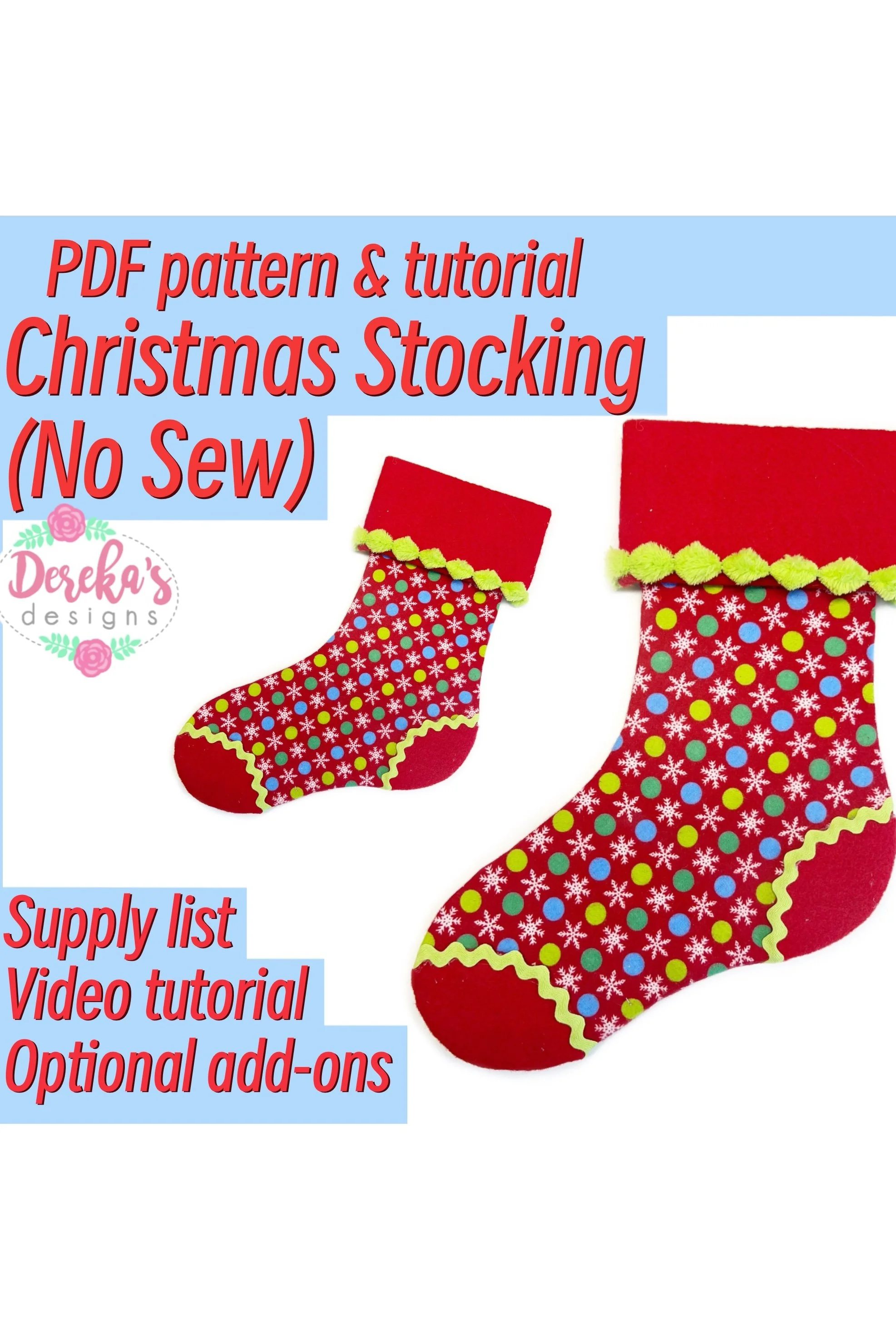 Christmas Stocking Pattern (no sew) - Digital Download