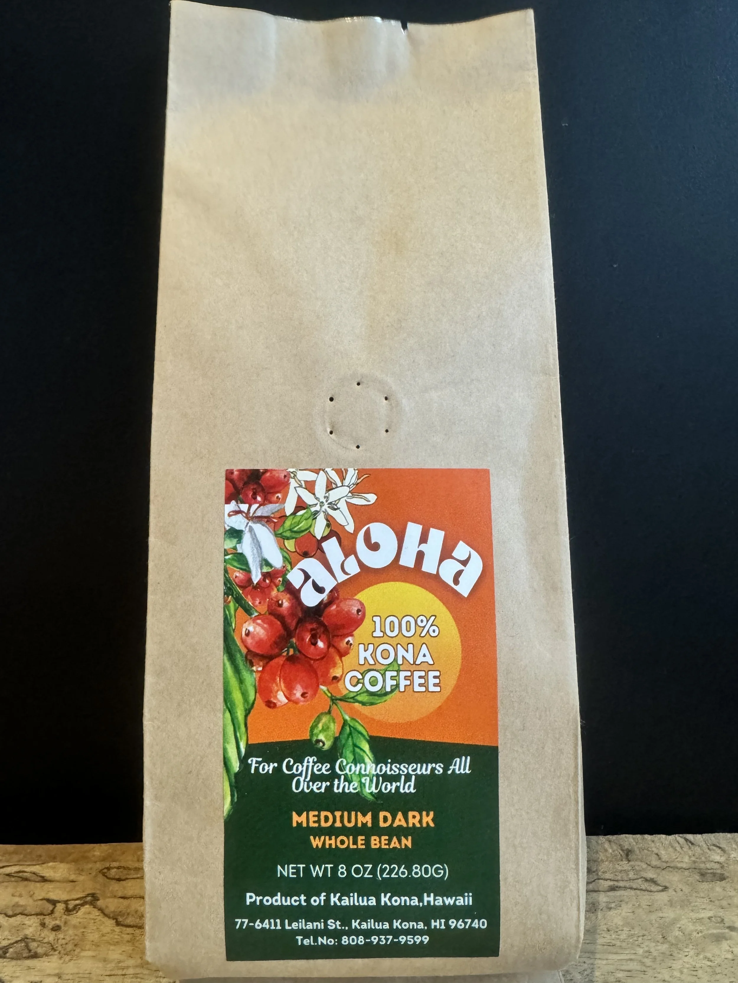 8 oz. Aloha 100% Kona Coffee (Whole Bean)