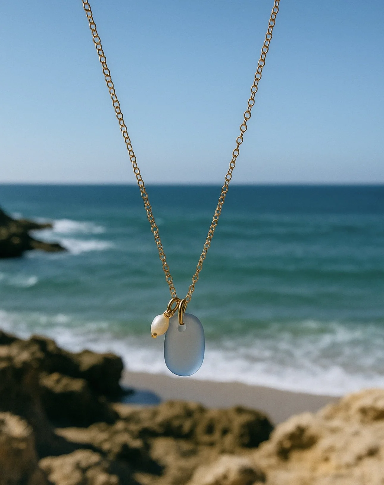 Sea glass + pearls