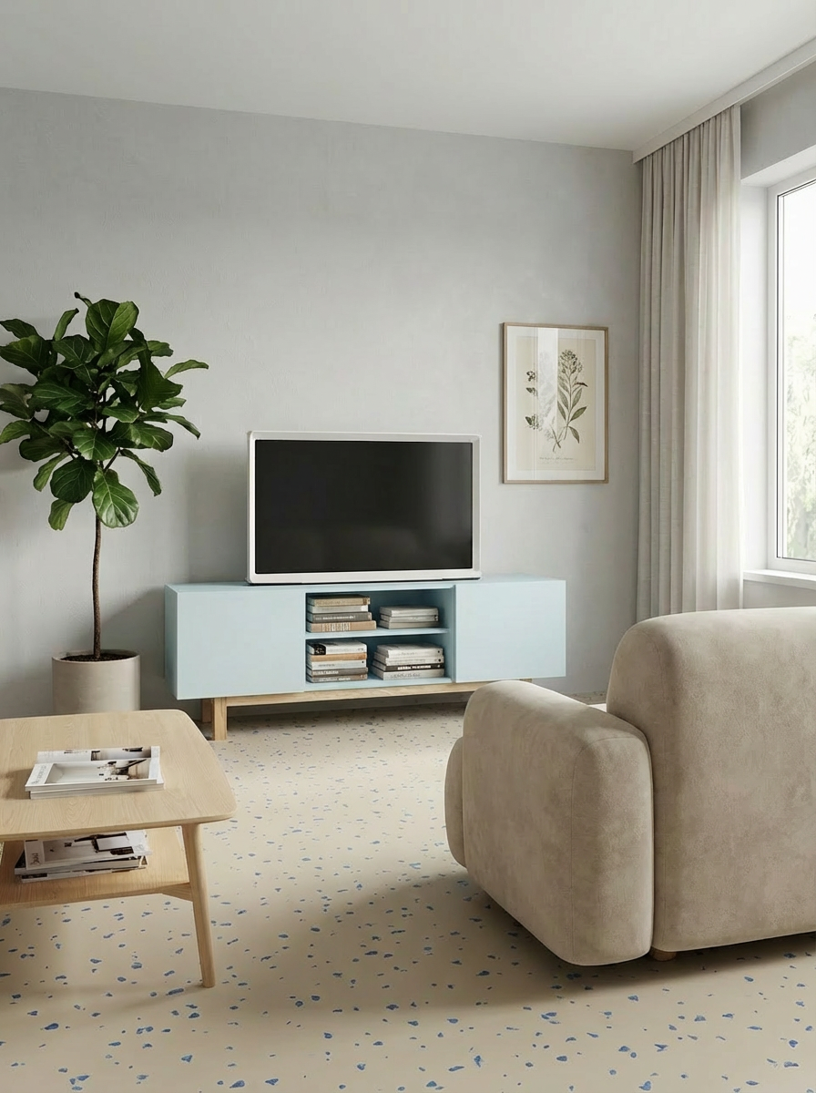 Firefly_Gemini Flash_add books in the console. add a picture frame with an illustration in it on the wall, 536437.png