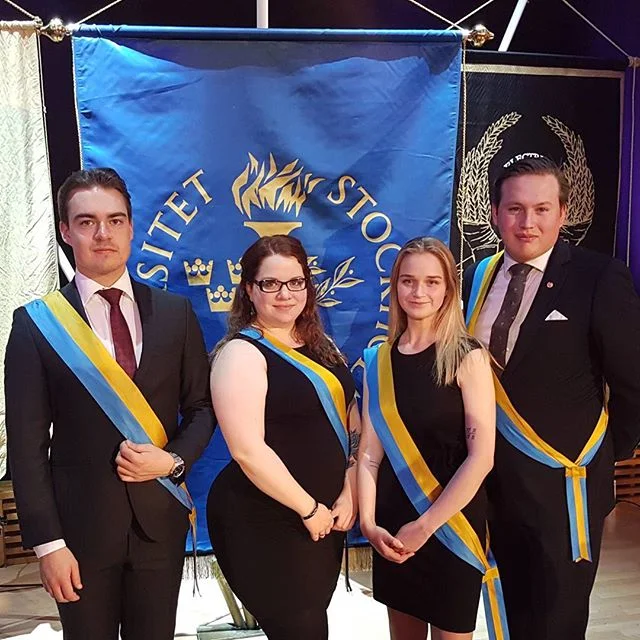 Magisterpromovering HT18: Axel Arntsen, Jessica Liander, Sara Emnegard, Hugo Thorén