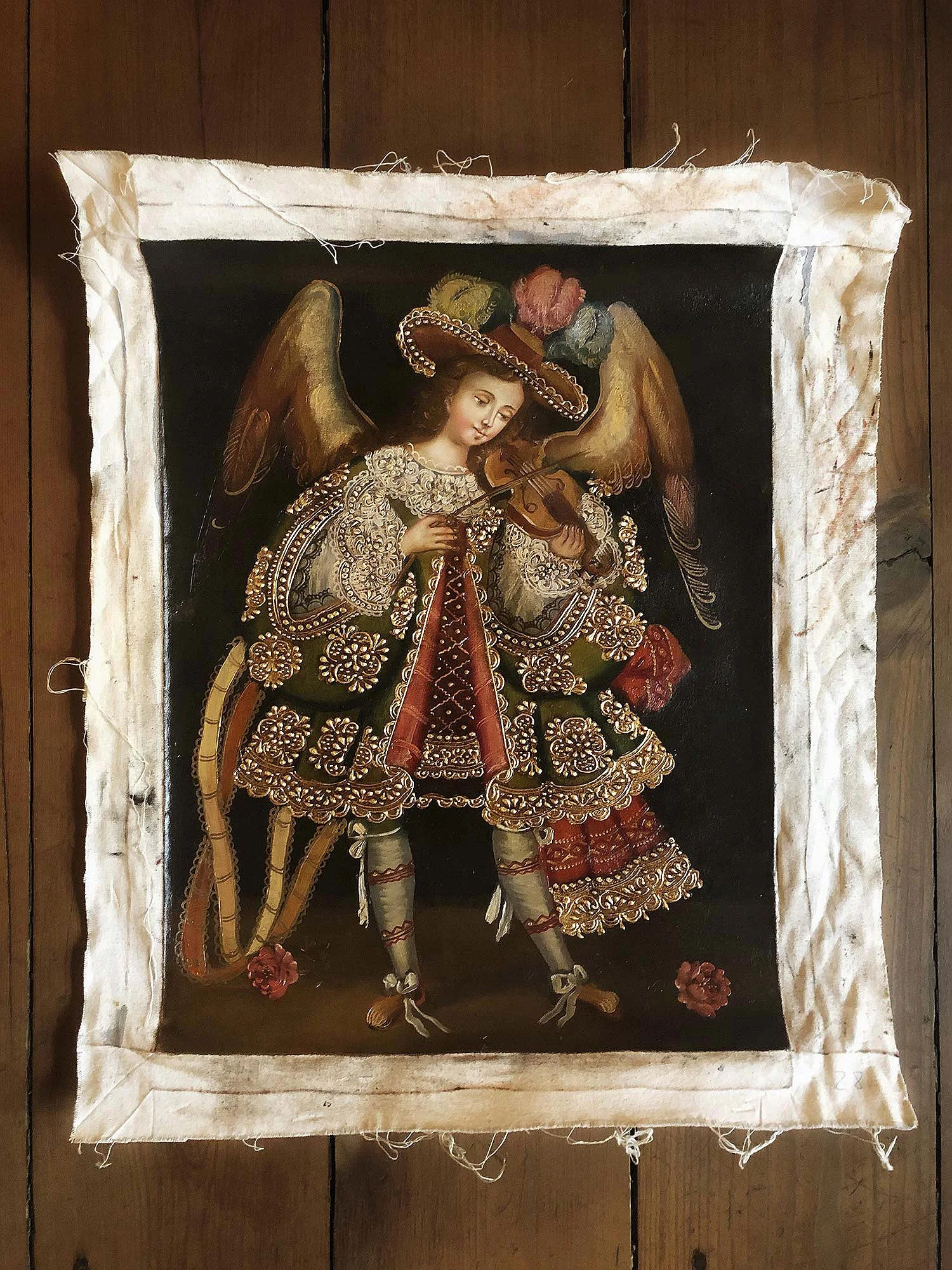 Oil Painting Of Musical Archangel In Cuzco Peru Tradition