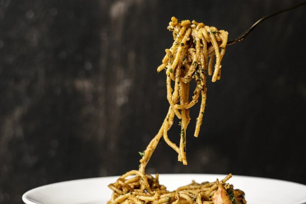 Watercress and pumpkin seed spaghetti