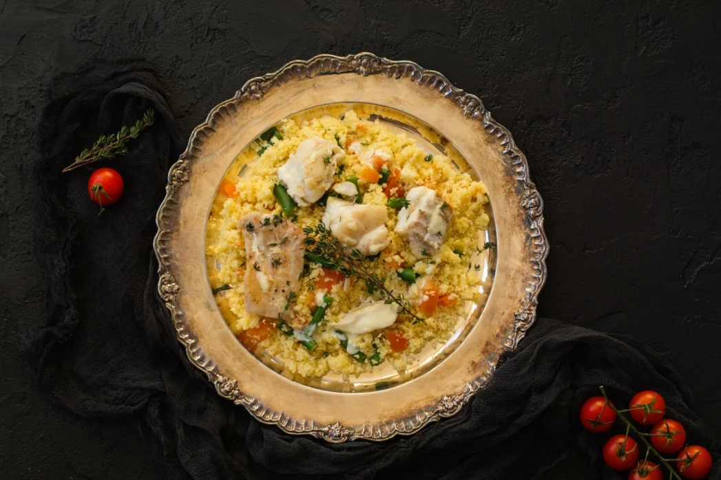 Watercress tabbouleh with smoked fish
